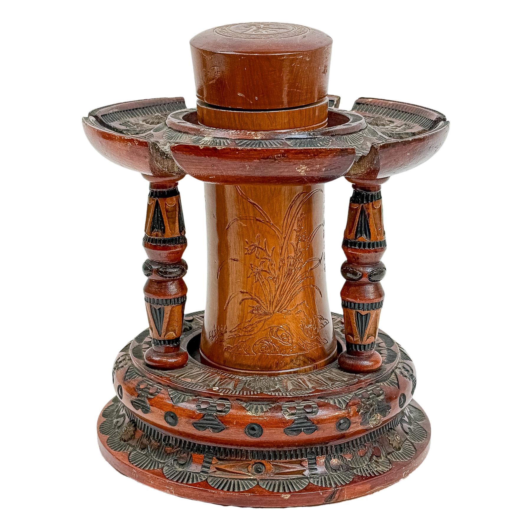 SOPORTE PARA PIPAS CON TABAQUERA, DE LOS AÑOS 60