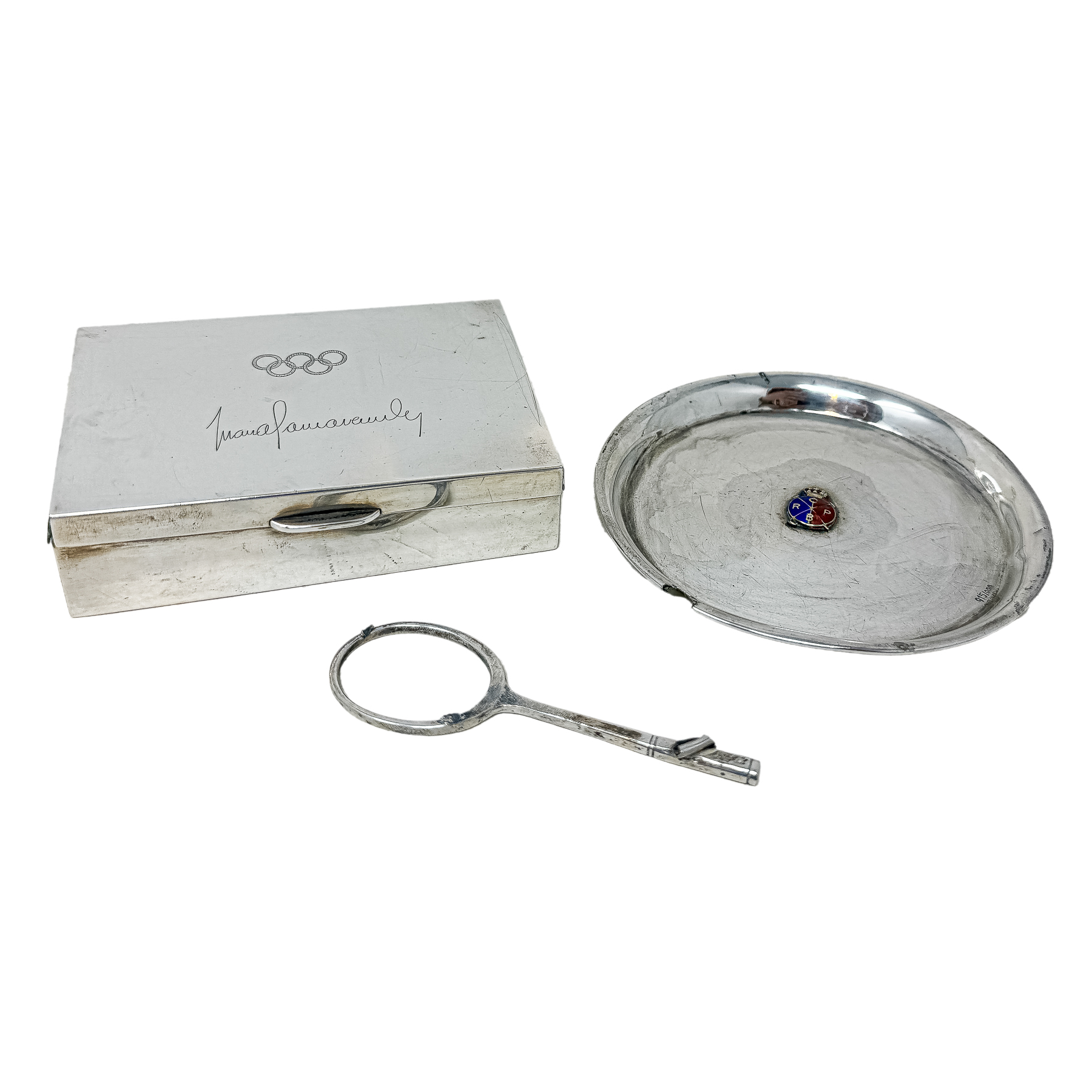 CENICERO Y CAJITA DE PLATA DE LA SEGUNDA MITAD DE S. XX