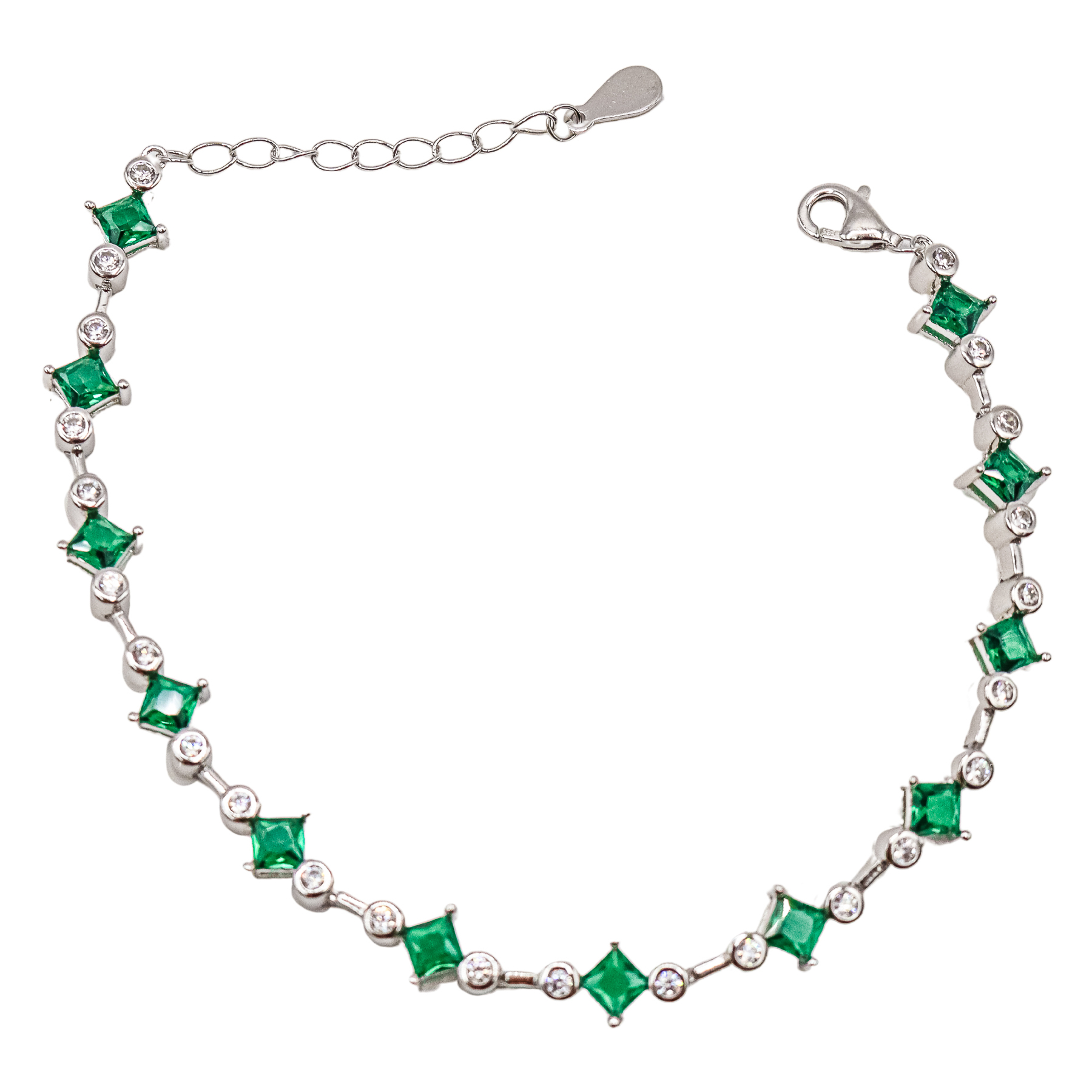 PULSERA CON CIRCONITAS Y CUARZOS VERDES