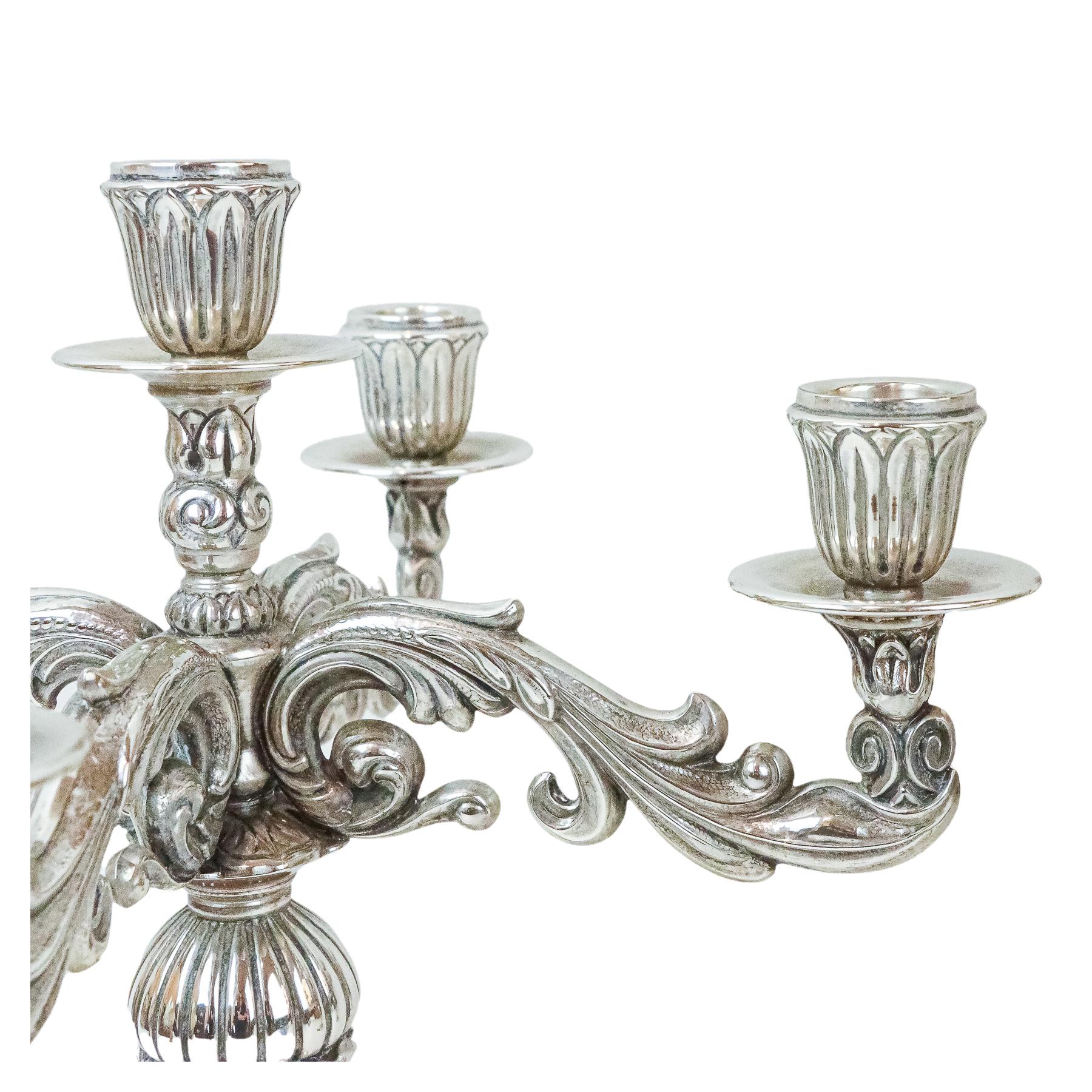 DOS CANDELABROS PLATA DE MEDIADOS DE S. XX