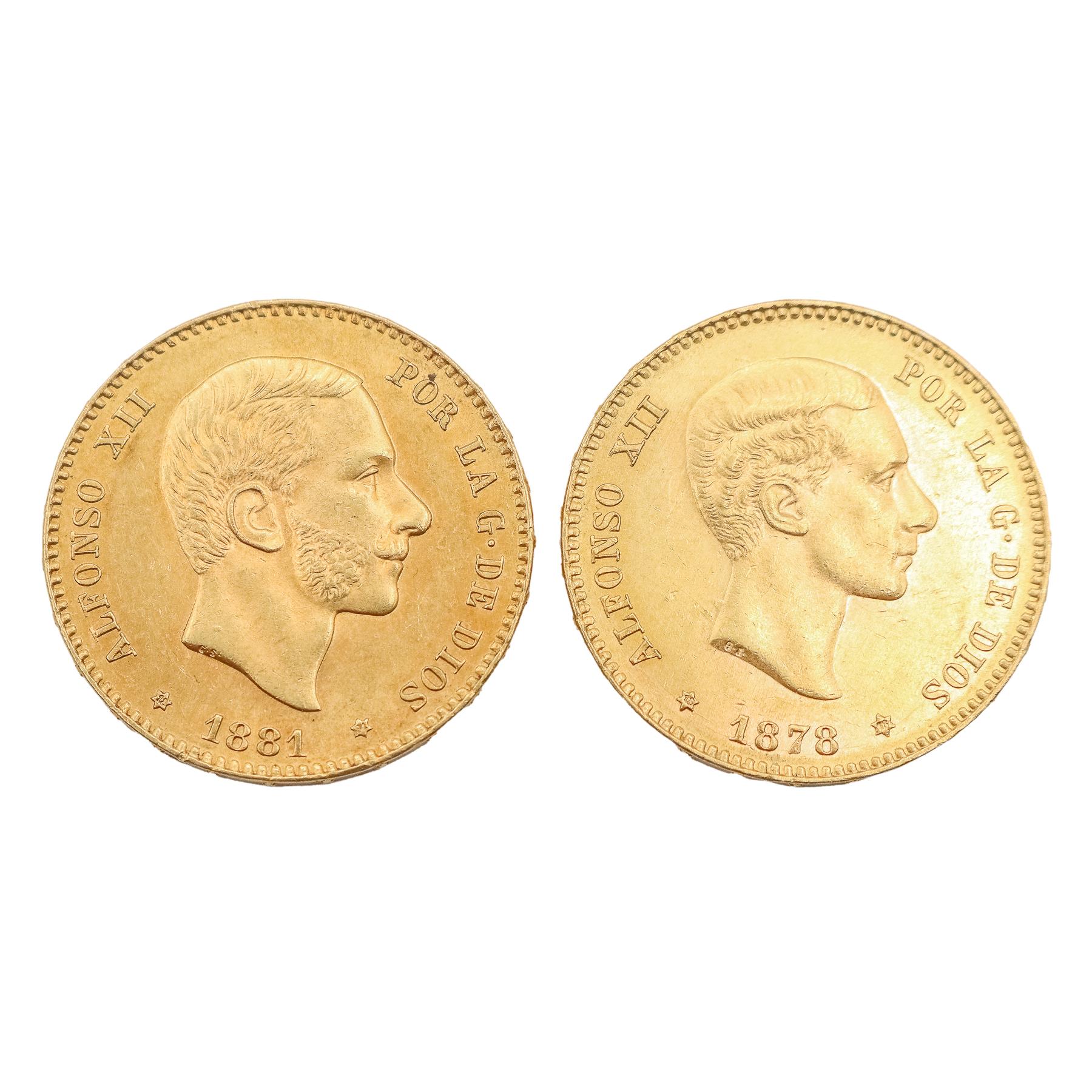 DOS MONEDAS 25 PTS DE 1878 y 1881