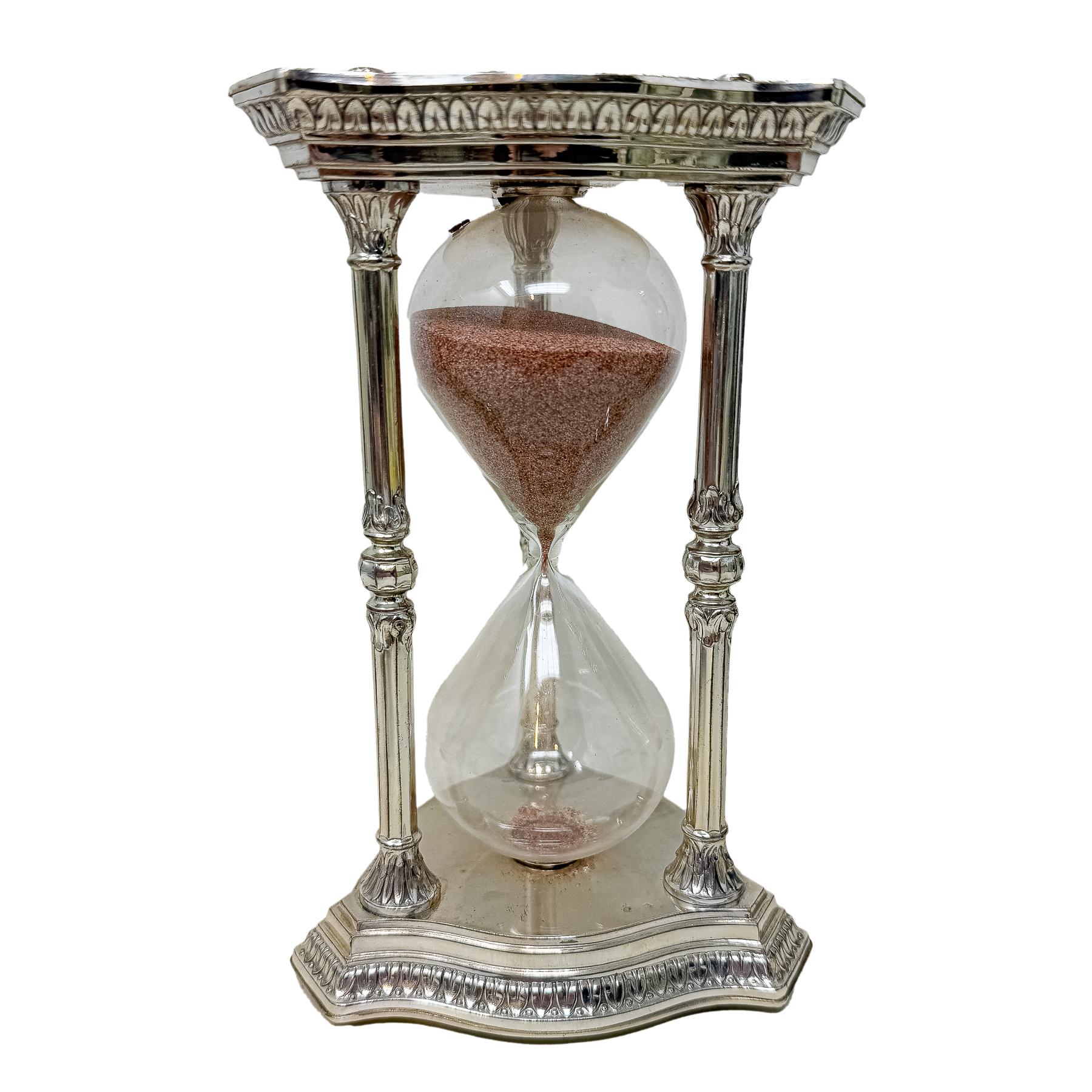 RELOJ DE ARENA EN PLATA DEL ÚLTIMO TERCIO DE SIGLO XX