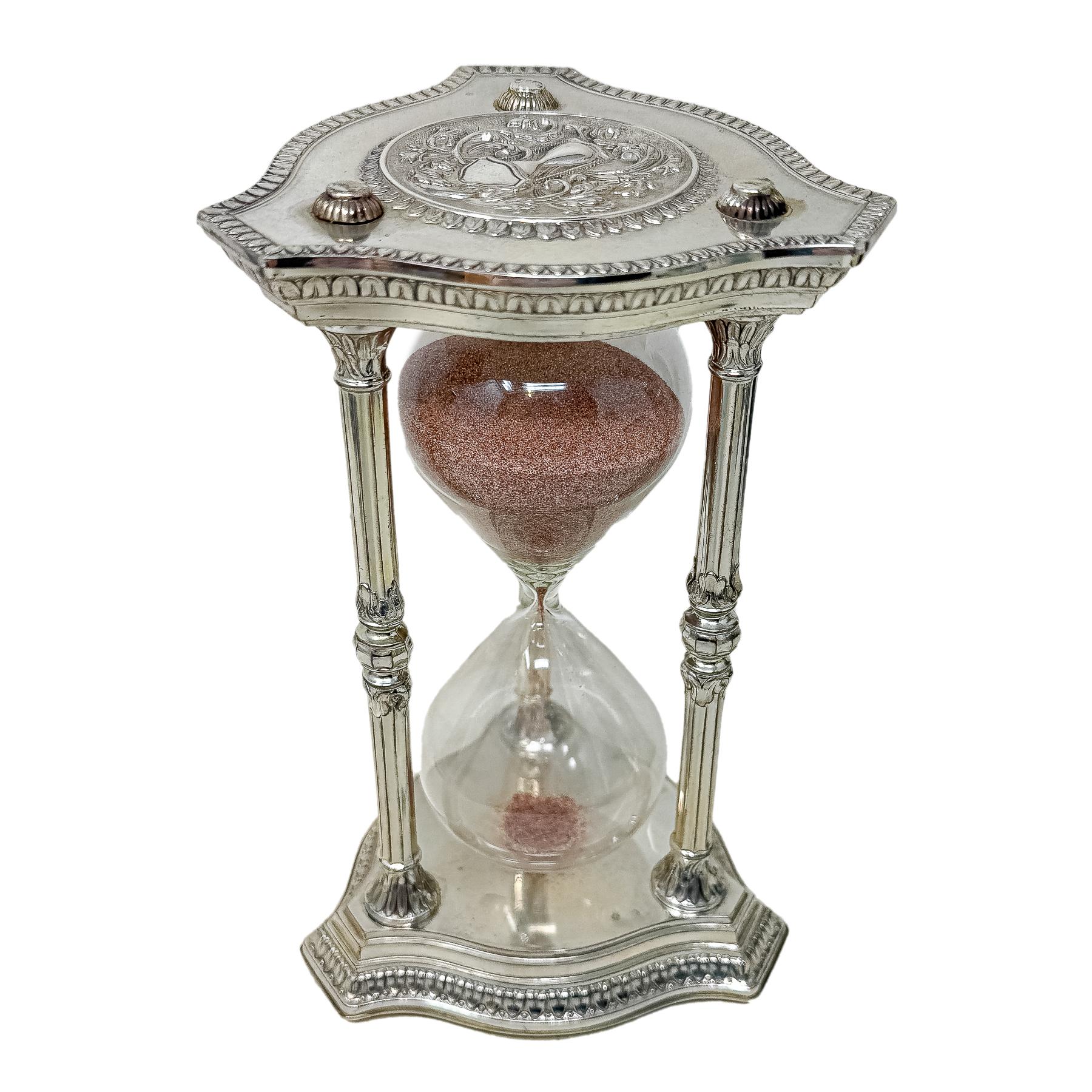 RELOJ DE ARENA EN PLATA DEL ÚLTIMO TERCIO DE SIGLO XX