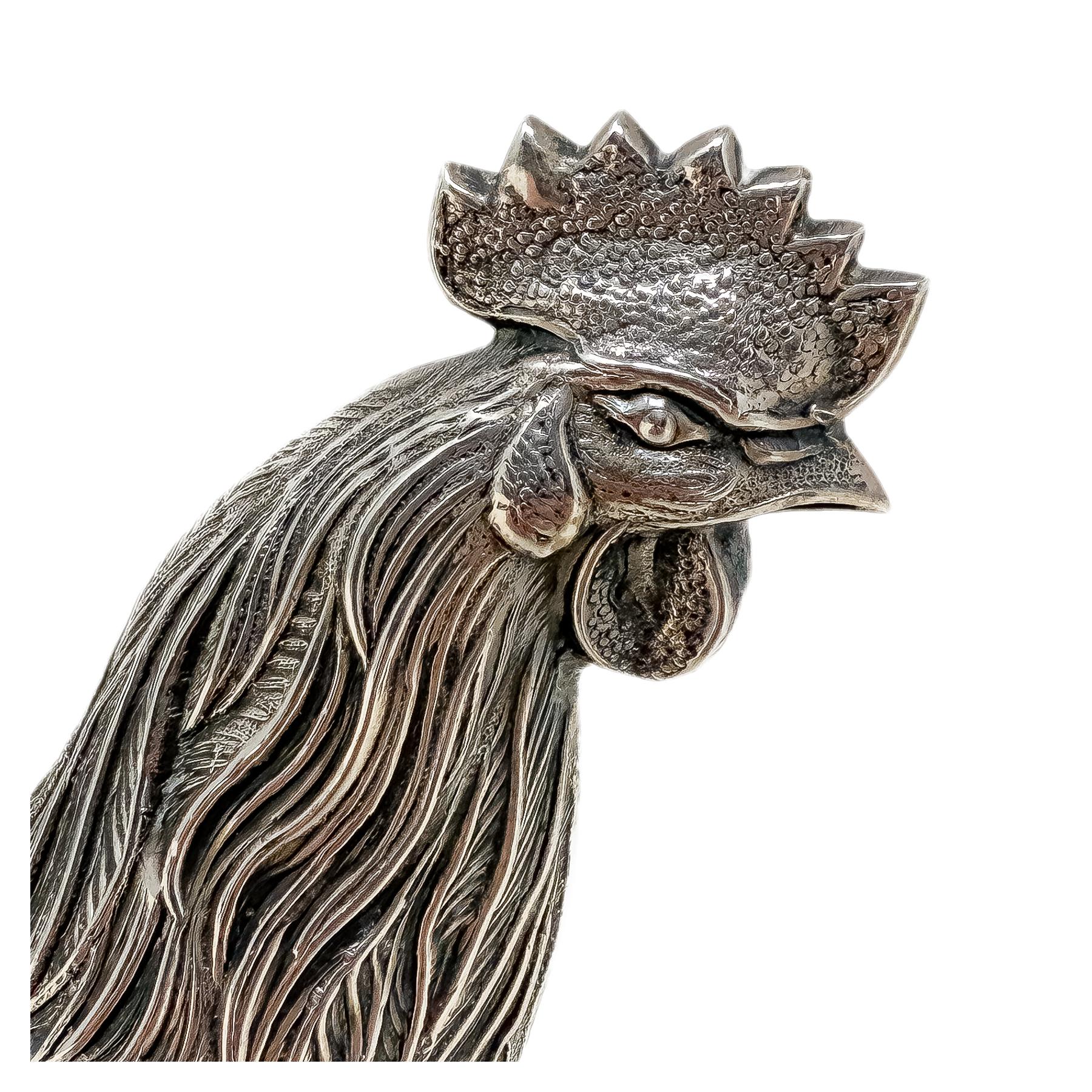 PAREJA DE GALLOS DE PLATA DE MEDIADOS DE S. XX