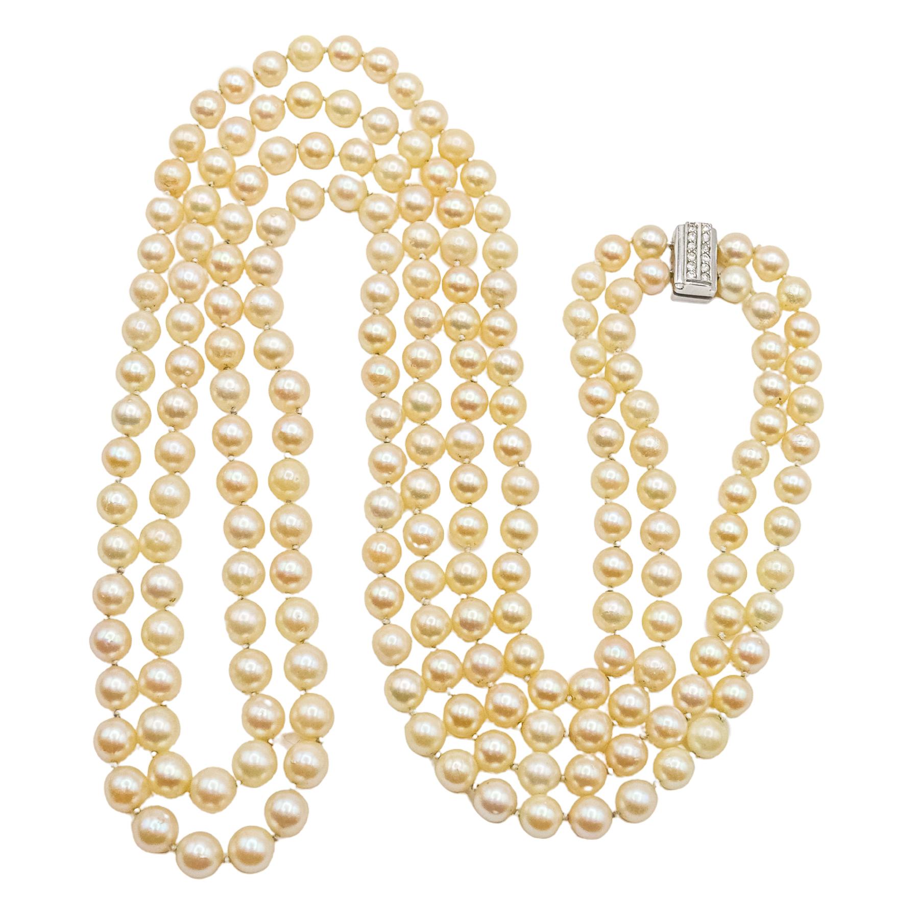 COLLAR DE PERLAS DOBLE DE LOS AÑOS 70