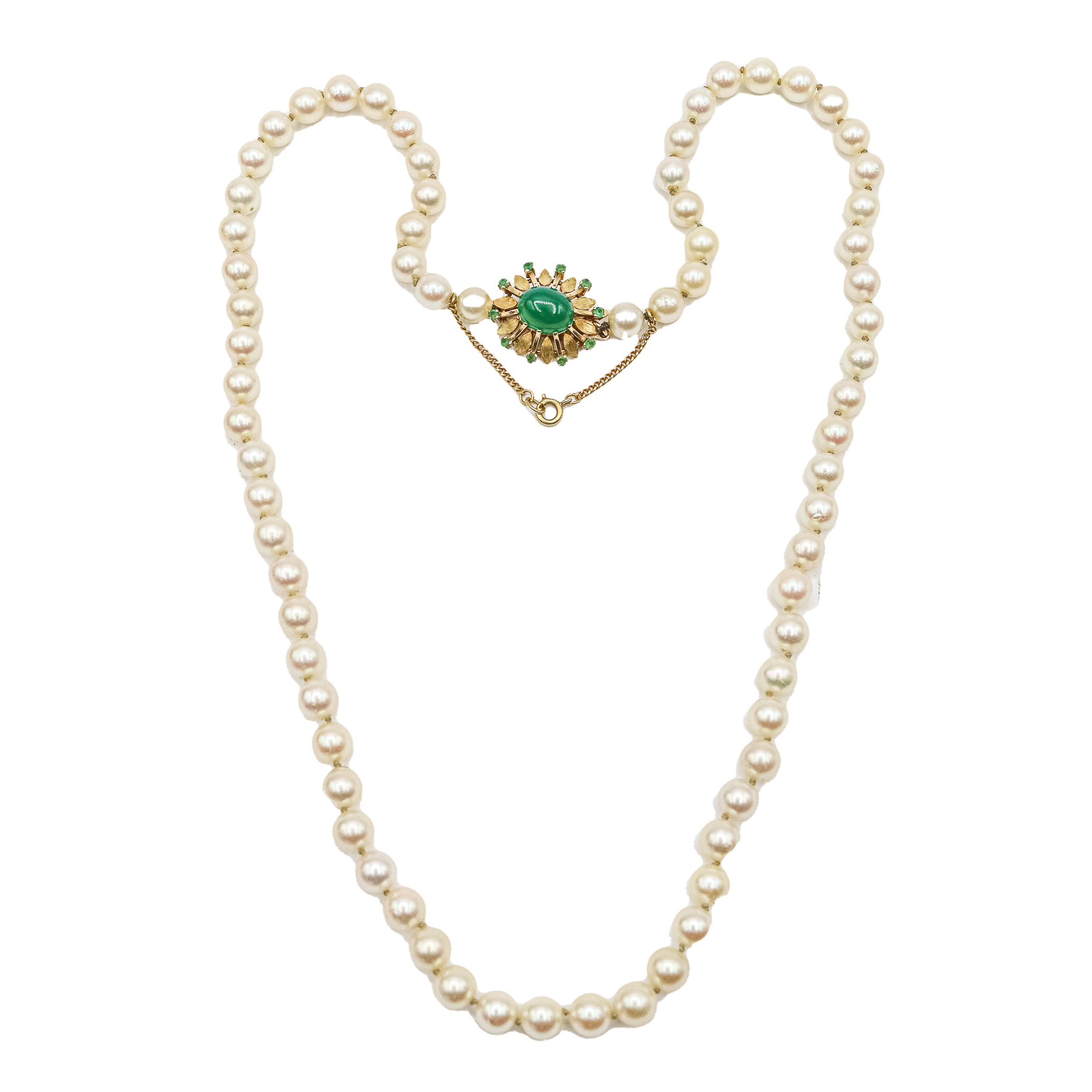 COLLAR DE PERLAS CON CRISOPRASA DE LOS AÑOS 60
