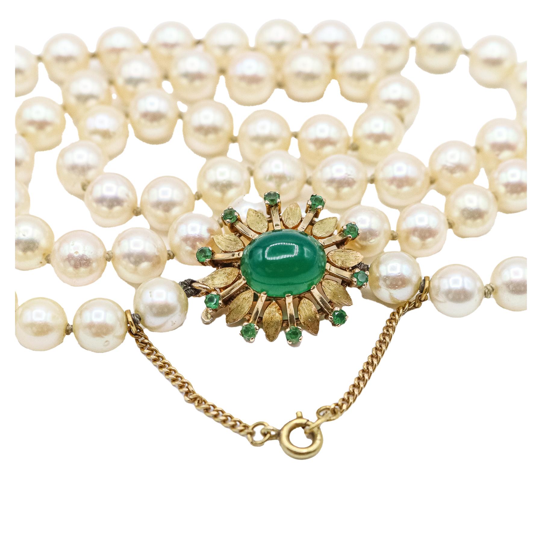 COLLAR DE PERLAS CON CRISOPRASA DE LOS AÑOS 60