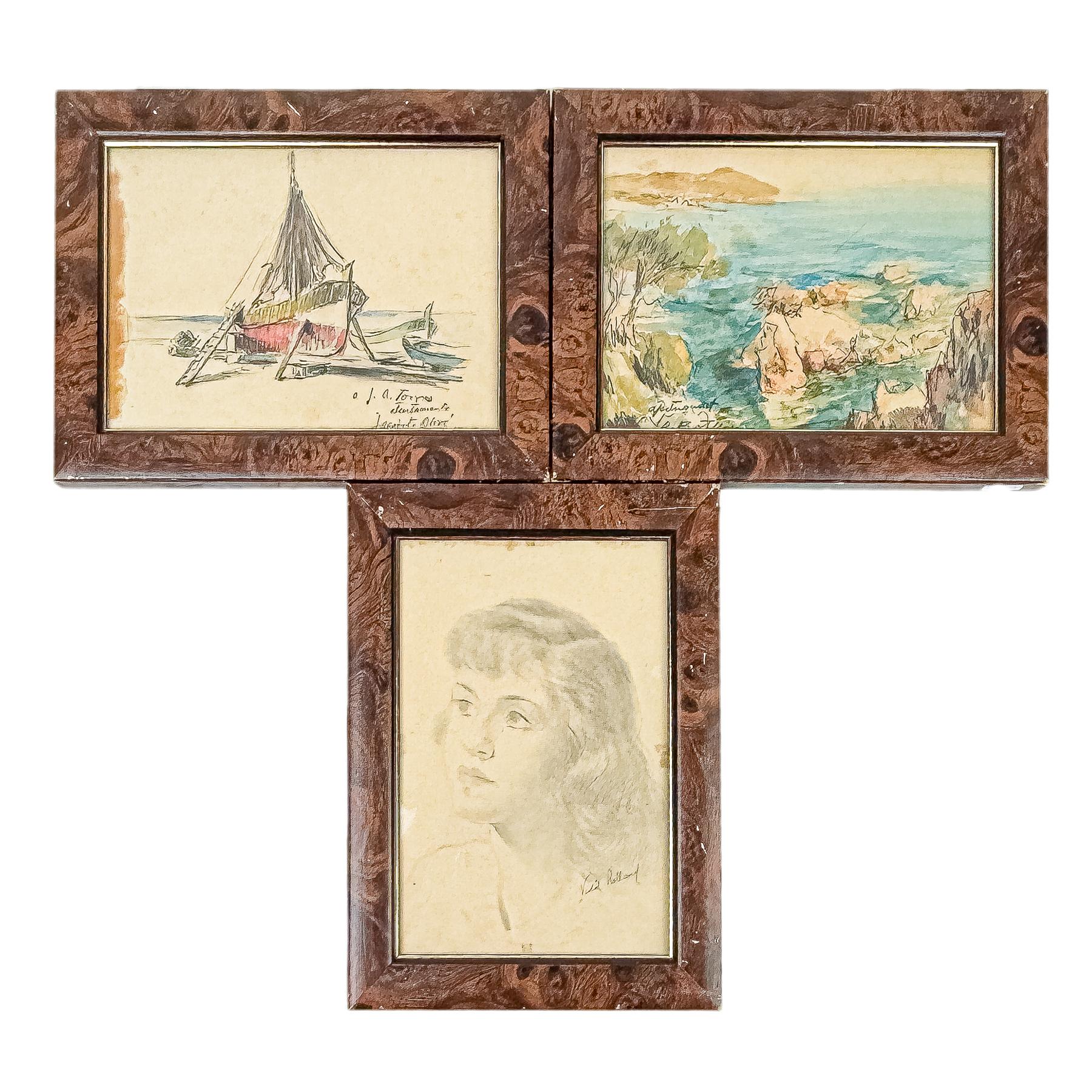 TRES CUADROS DIFERENTES AUTORES