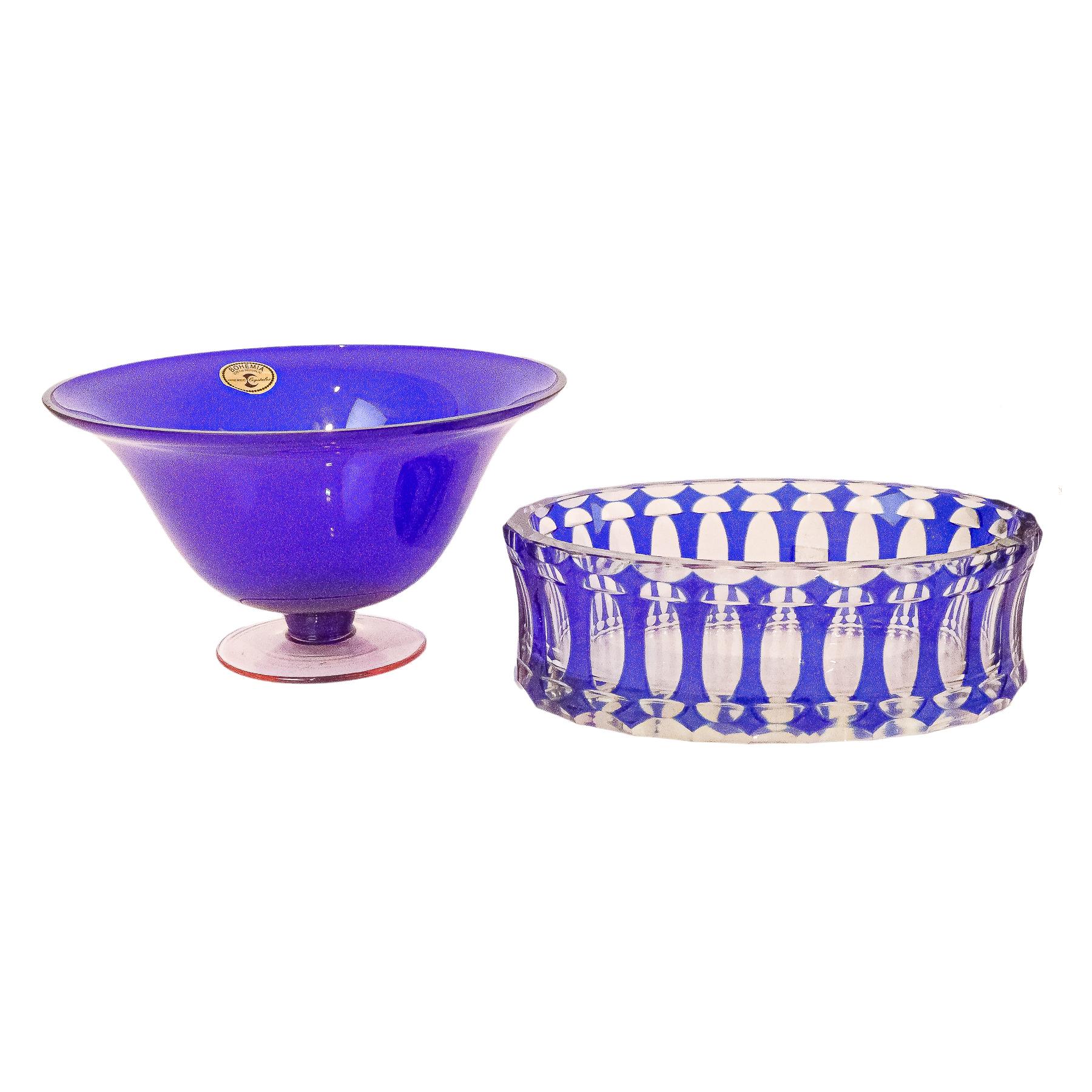 DOS CENTROS DE MESA EN EN CRISTAL DE MEDIADOS DEL S.XX