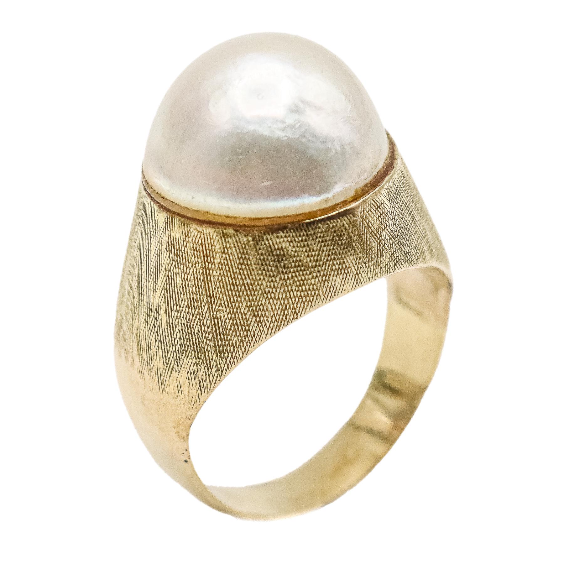 SORTIJA CON PERLA MABÉ, AÑOS 60