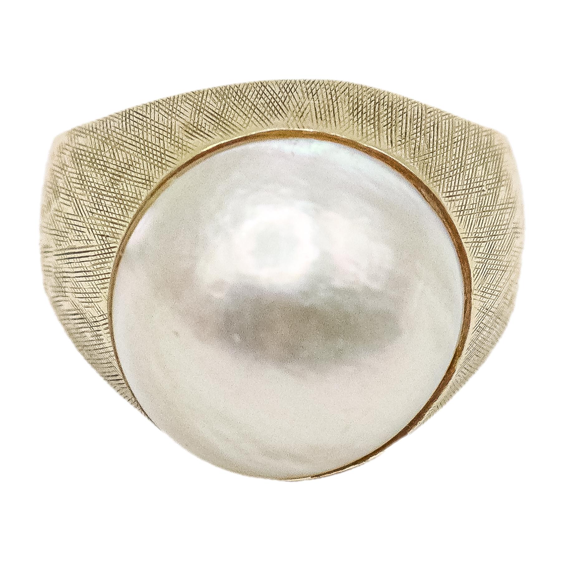 SORTIJA CON PERLA MABÉ, AÑOS 60