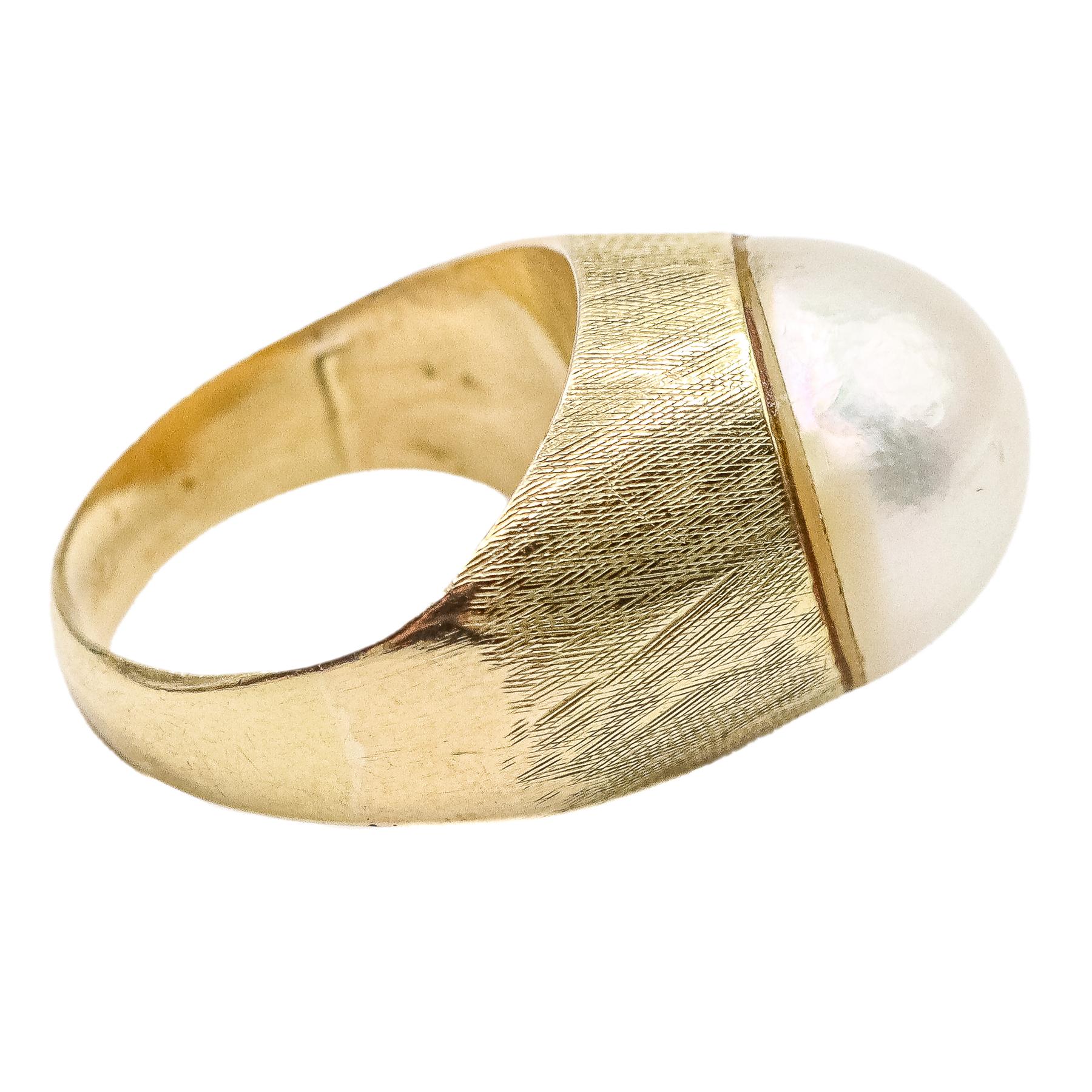 SORTIJA CON PERLA MABÉ, AÑOS 60