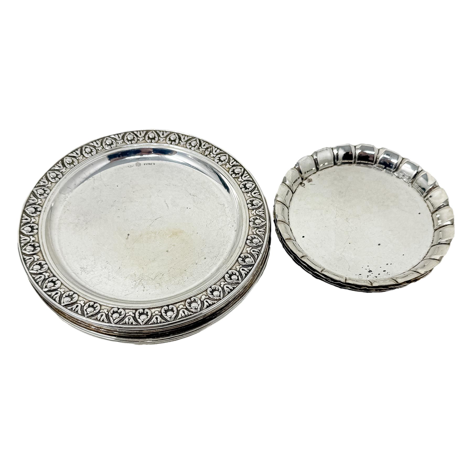 CONJUNTO DE PLATITOS DE PAN Y POSA COPAS EN PLATA