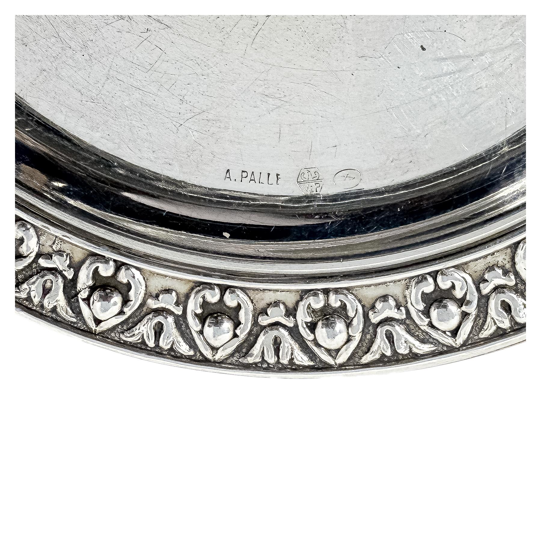 CONJUNTO DE PLATITOS DE PAN Y POSA COPAS EN PLATA
