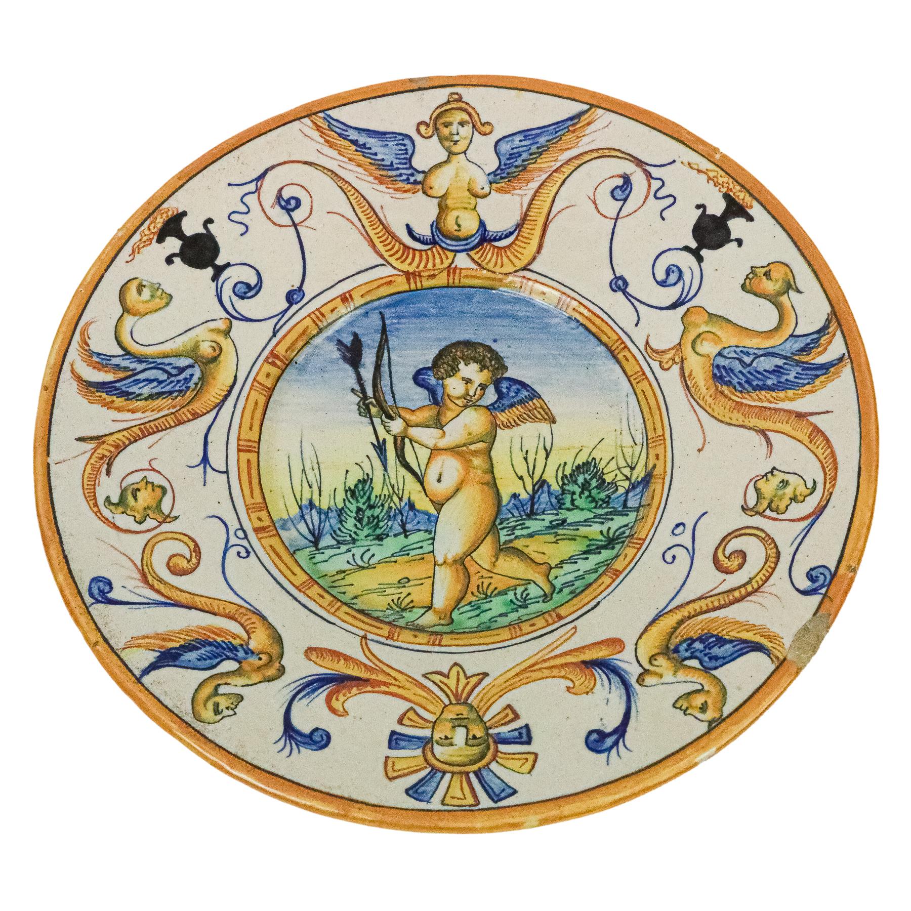 PLATO EN CERÁMICA ITALIANA DE PÉSARO PRIMERA MITAD S. XX