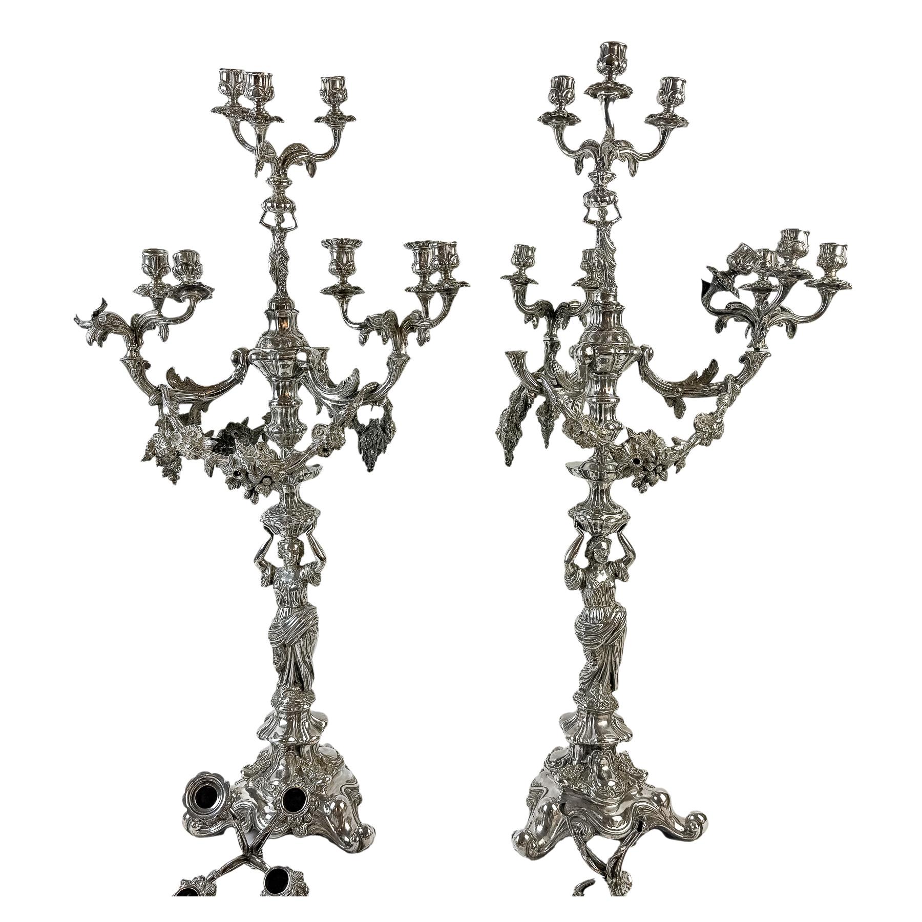 PAREJA DE GRANDES CANDELABROS FRANCESES DE FINALES S. XIX 