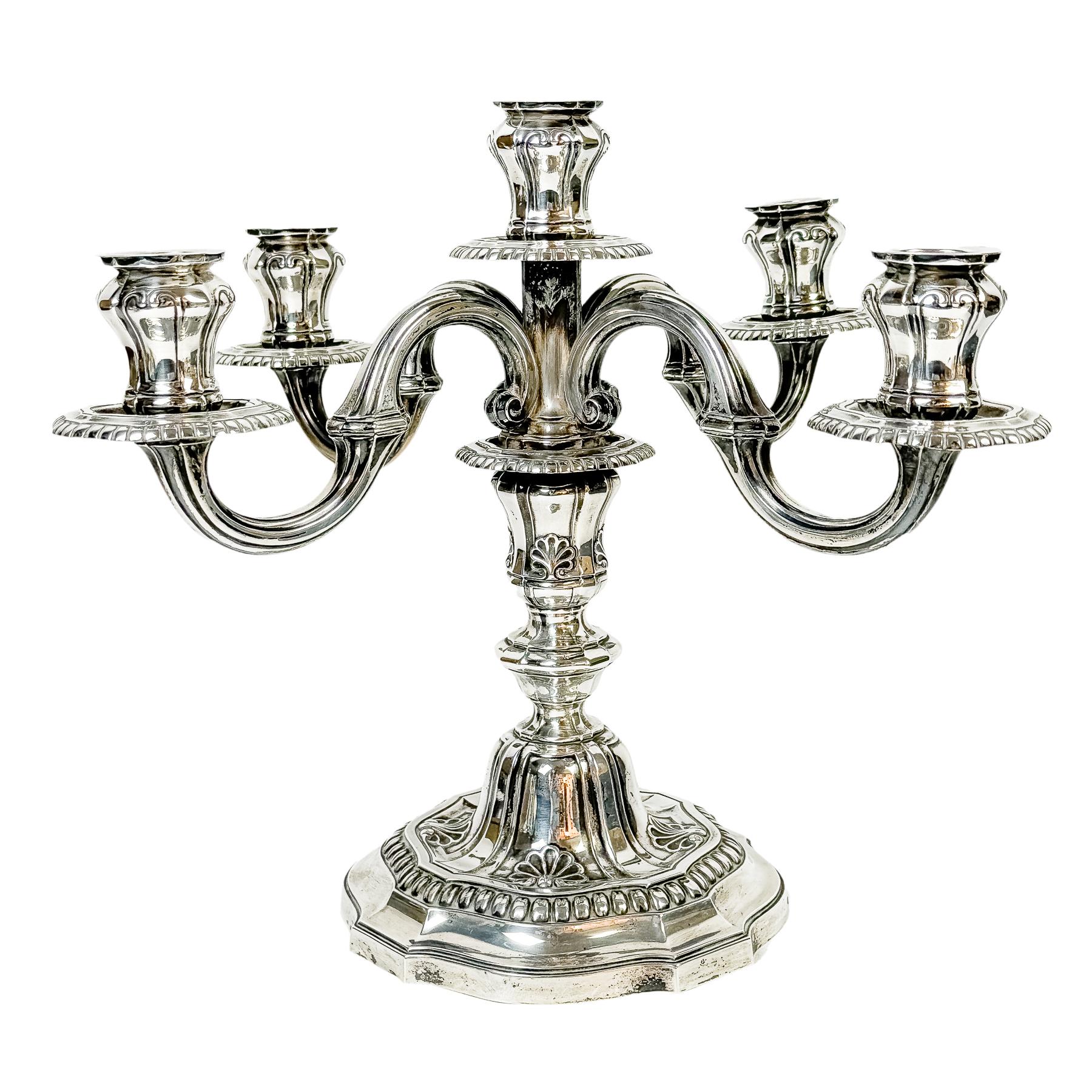 CANDELABRO EN PLATA DE MEDIADOS DE SIGLO XX
