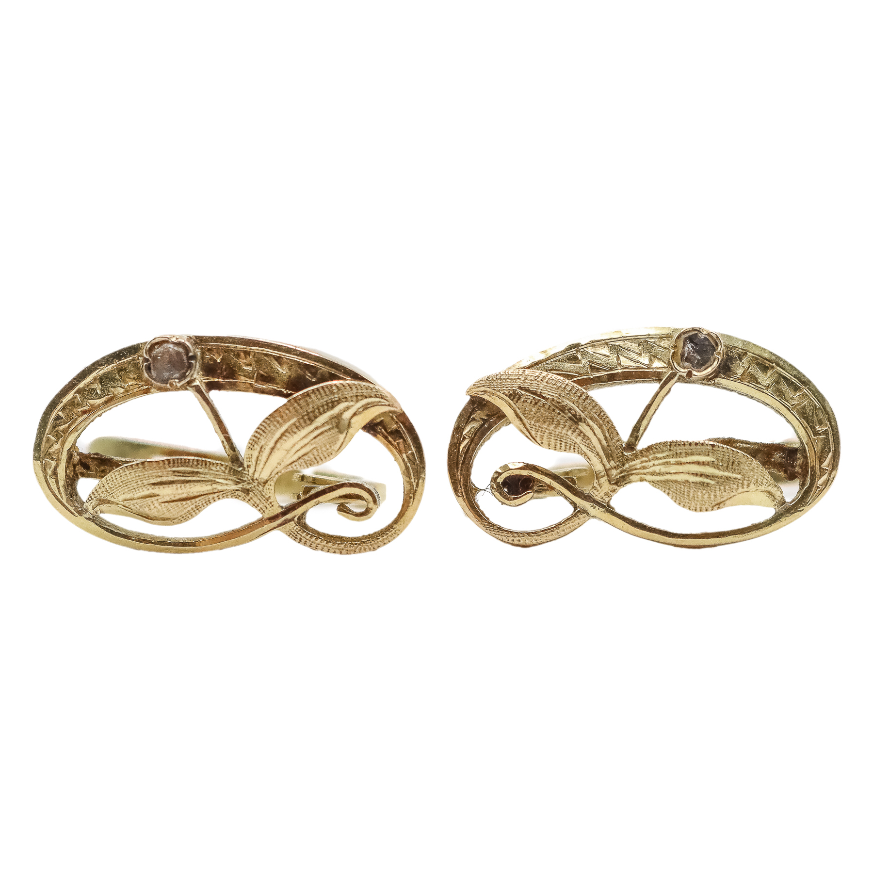 PENDIENTES MODERNISTAS CON DIAMANTES, DE FLES. DEL S.XIX