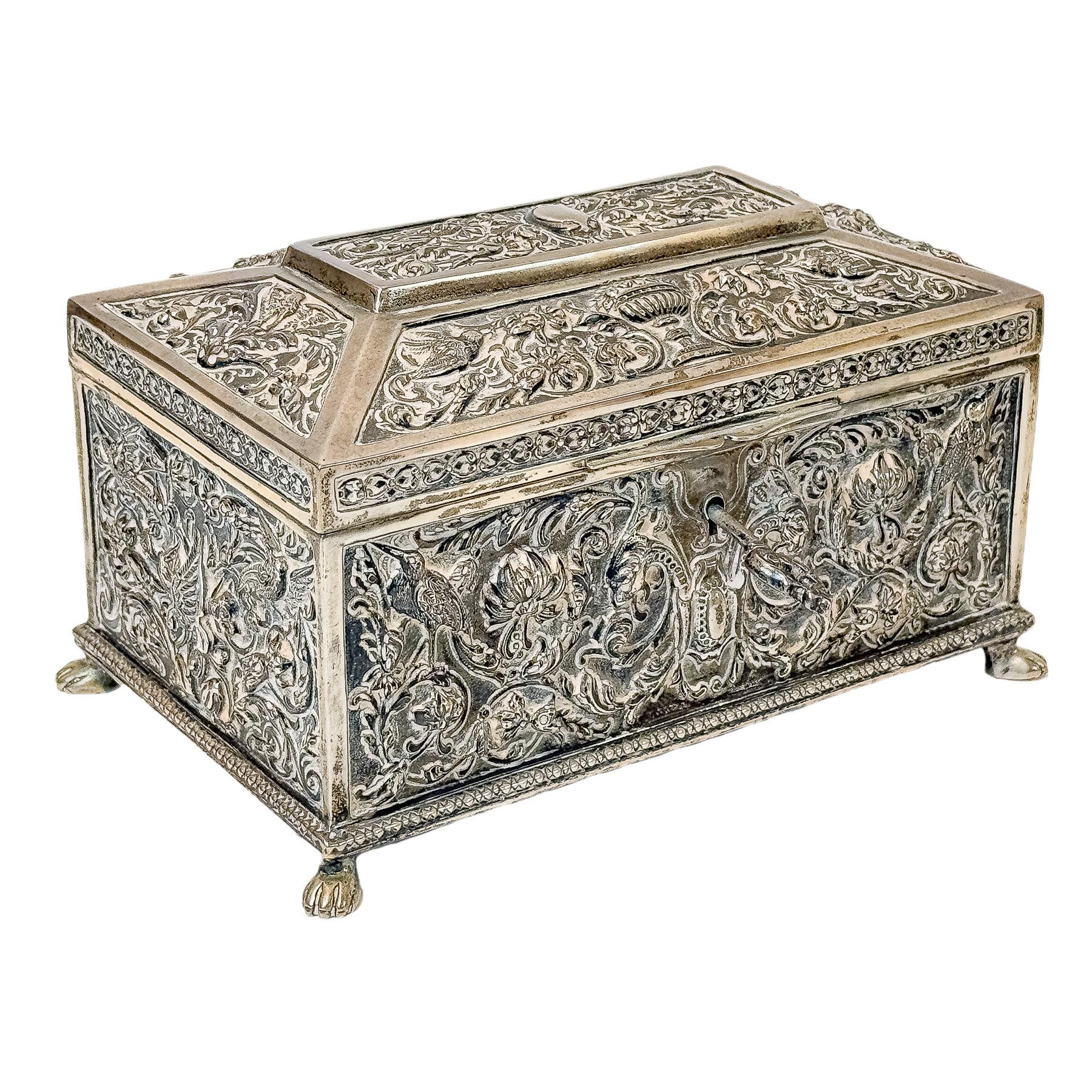 CAJA JOYERO DE PLATA DE MEDIADOS DEL SIGLO XX