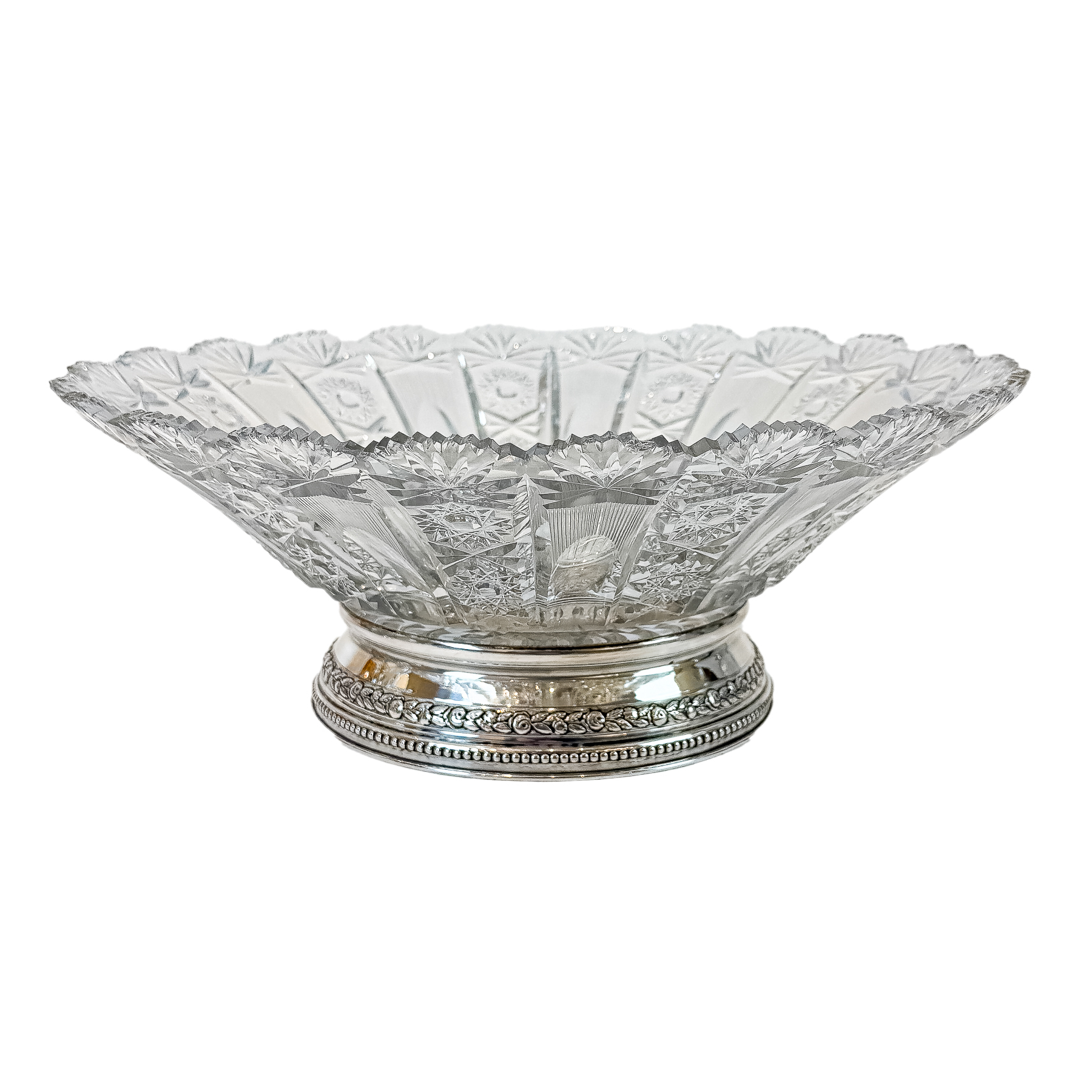 CENTRO DE CRISTAL Y PLATA DE MEDIADOS DEL SIGLO XX