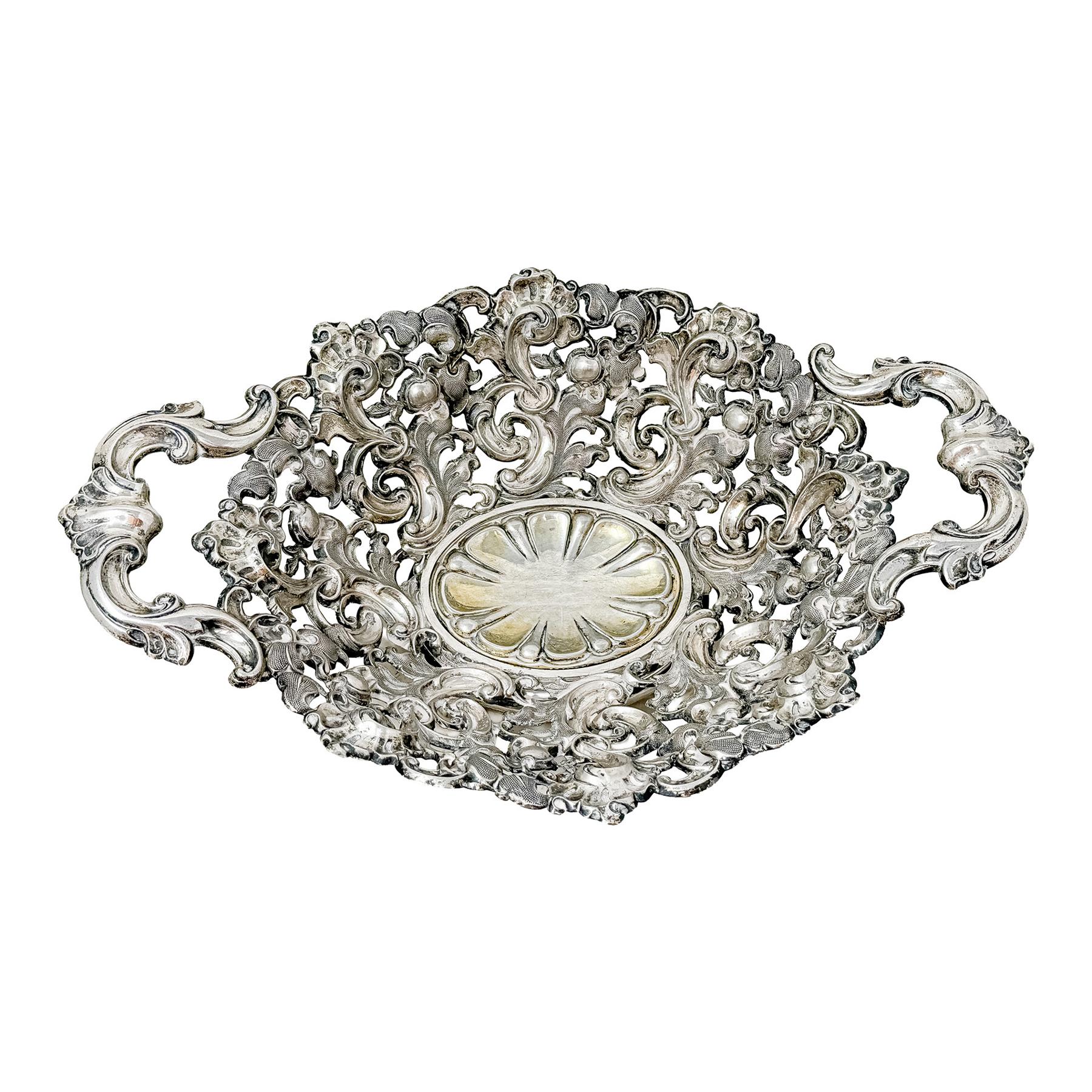 CENTRO DE MESA EN PLATA DE PRIMER CUARTO S. XX