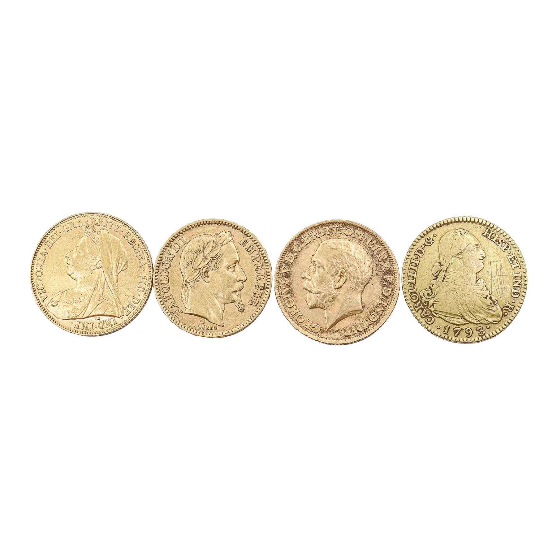 CUATRO MONEDAS DE ORO