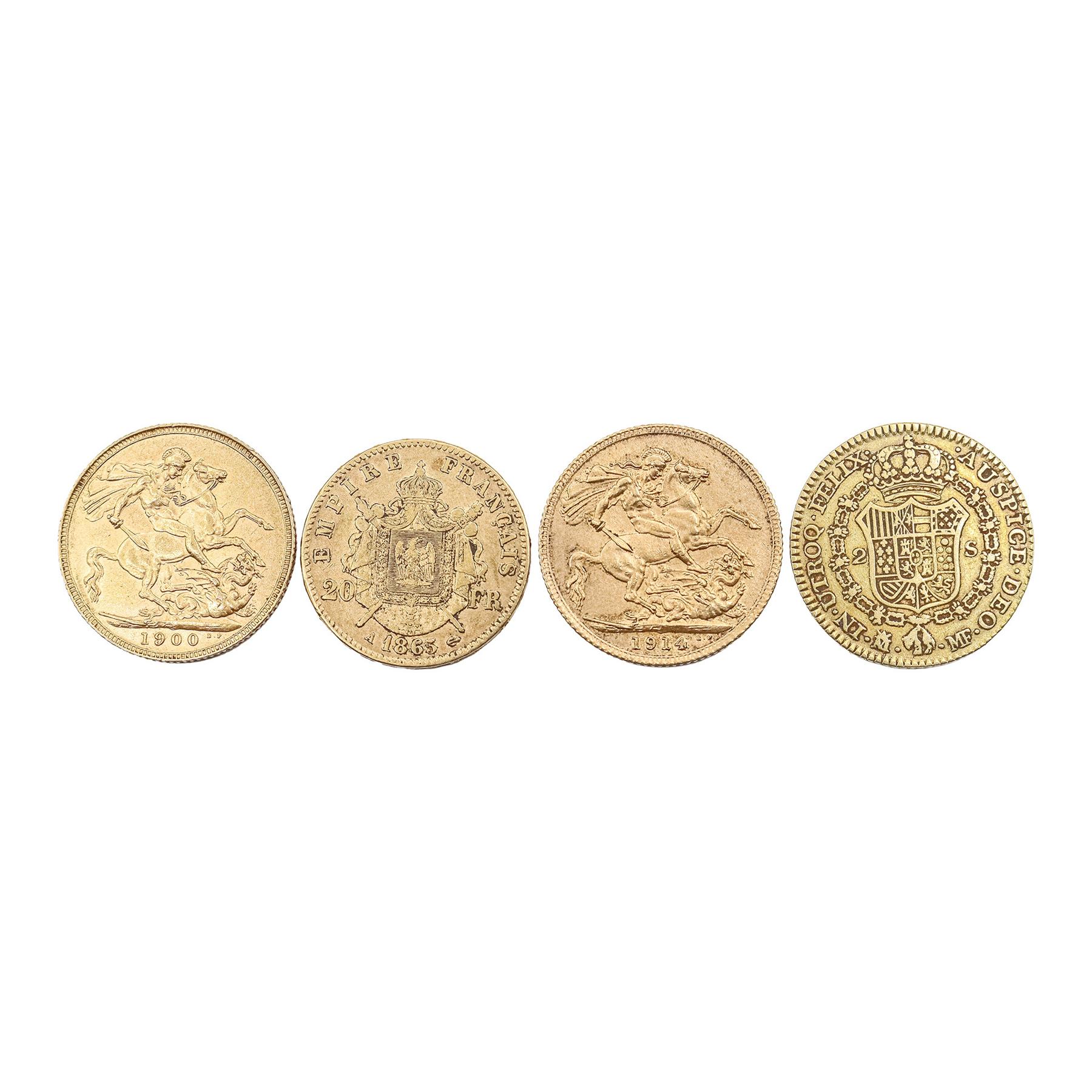 CUATRO MONEDAS DE ORO