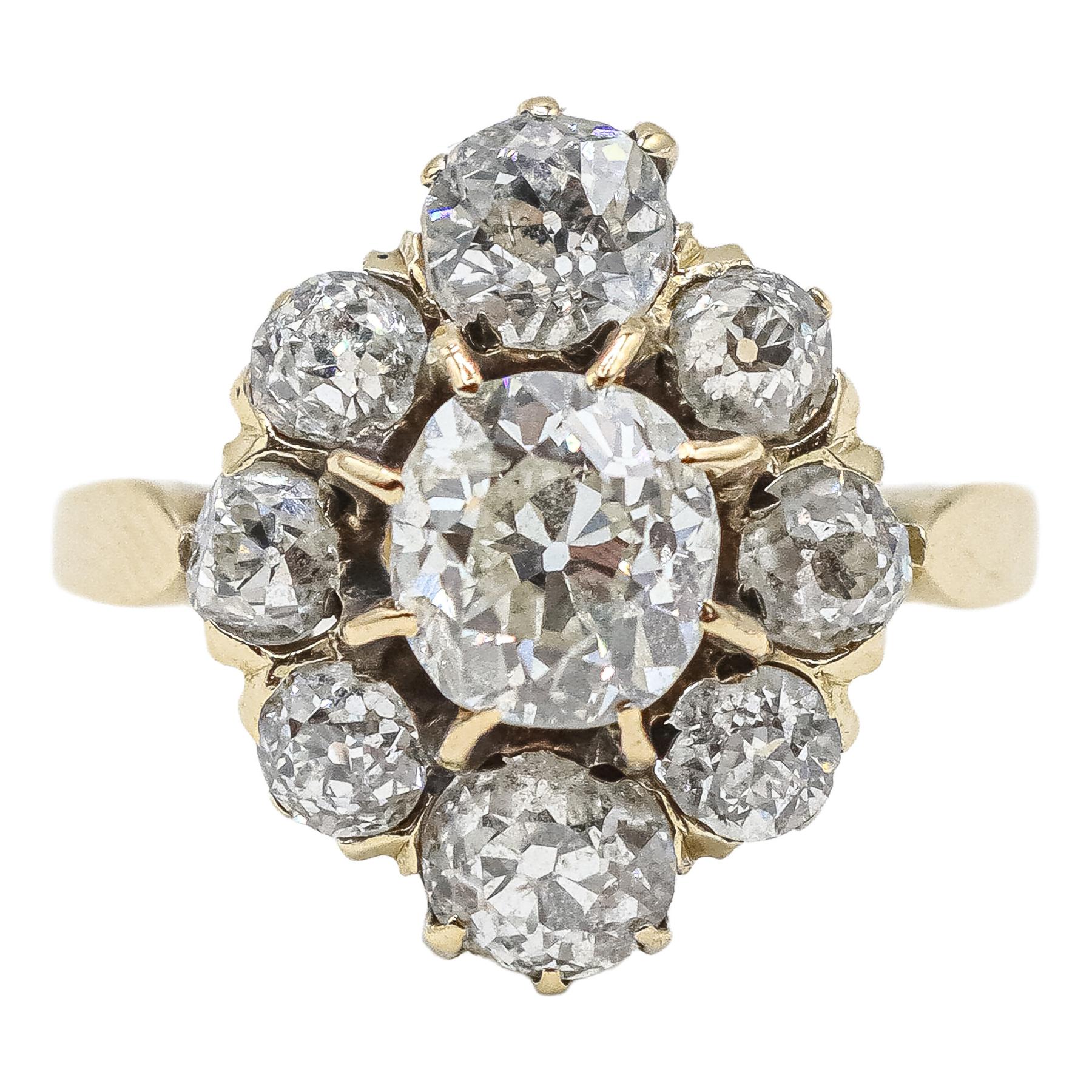 SORTIJA ROSETÓN CON DIAMANTES DE PPS. DEL S.XX