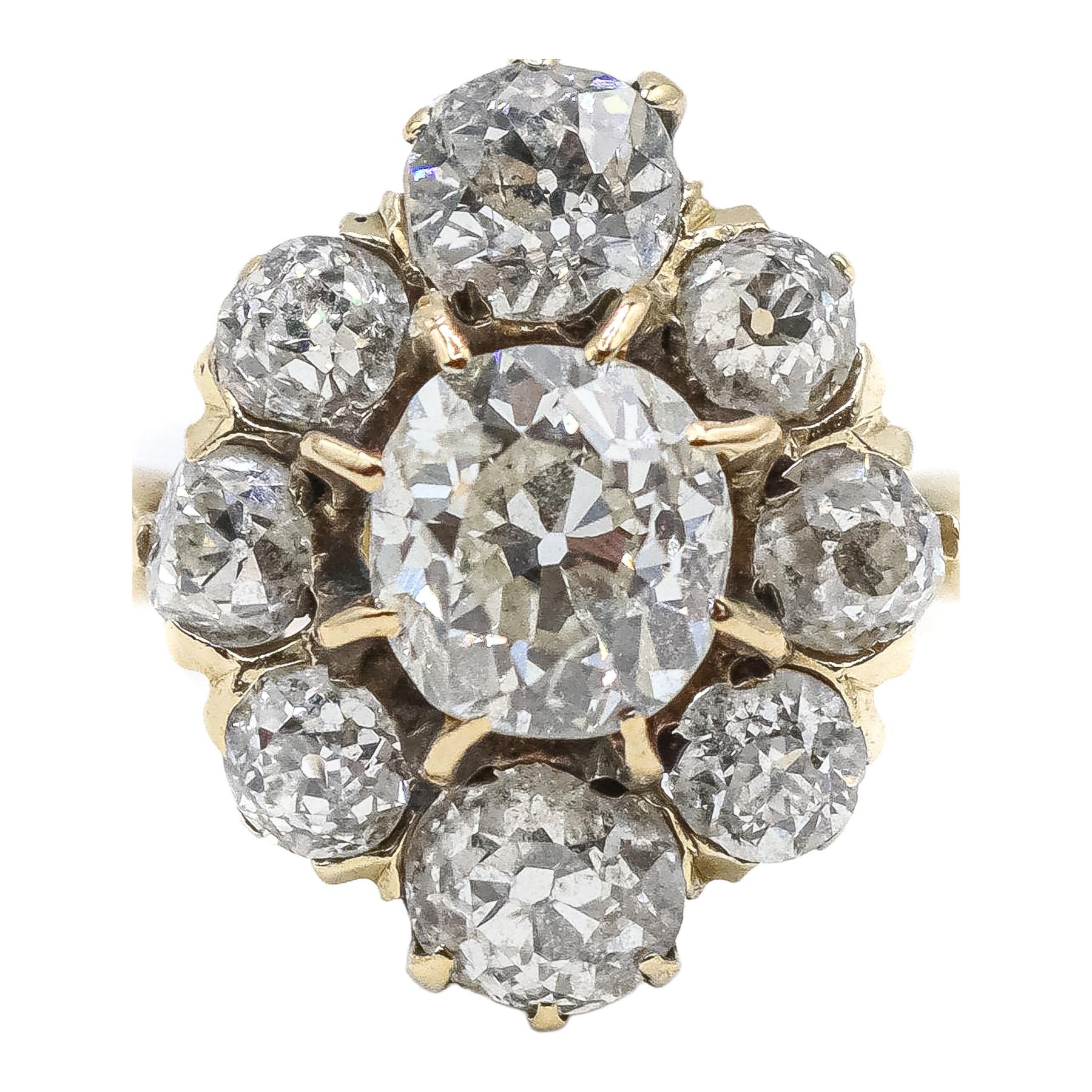 SORTIJA ROSETÓN CON DIAMANTES DE PPS. DEL S.XX