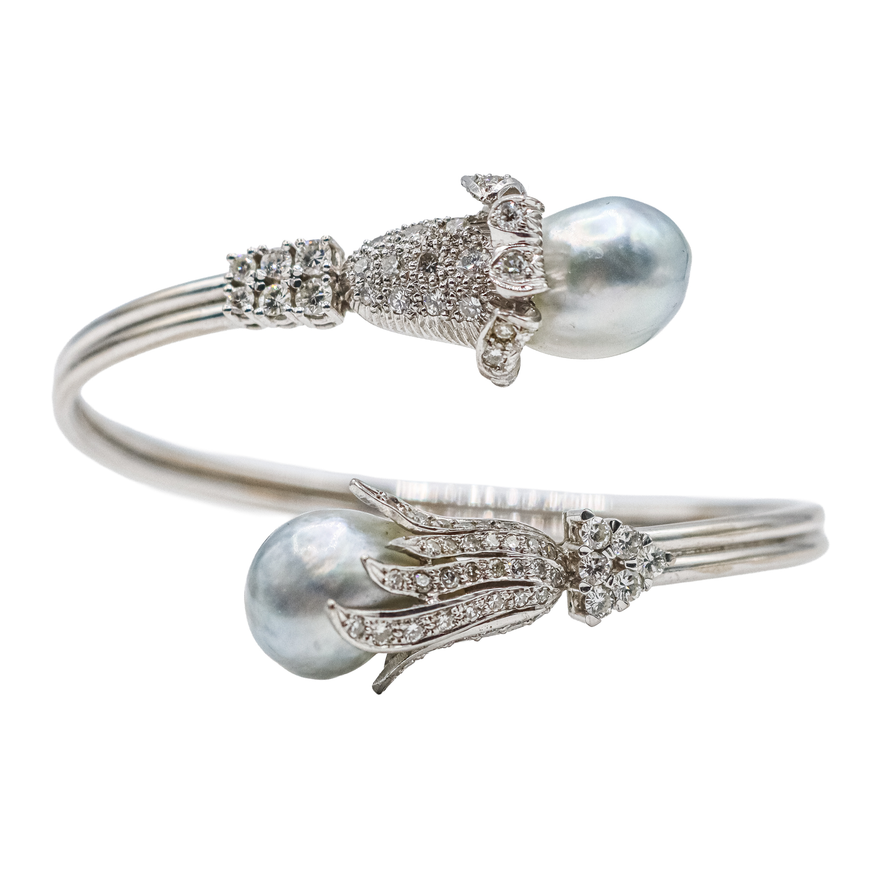 PULSERA ESCLAVA CON PERLAS BARROCAS Y BRILLANTES