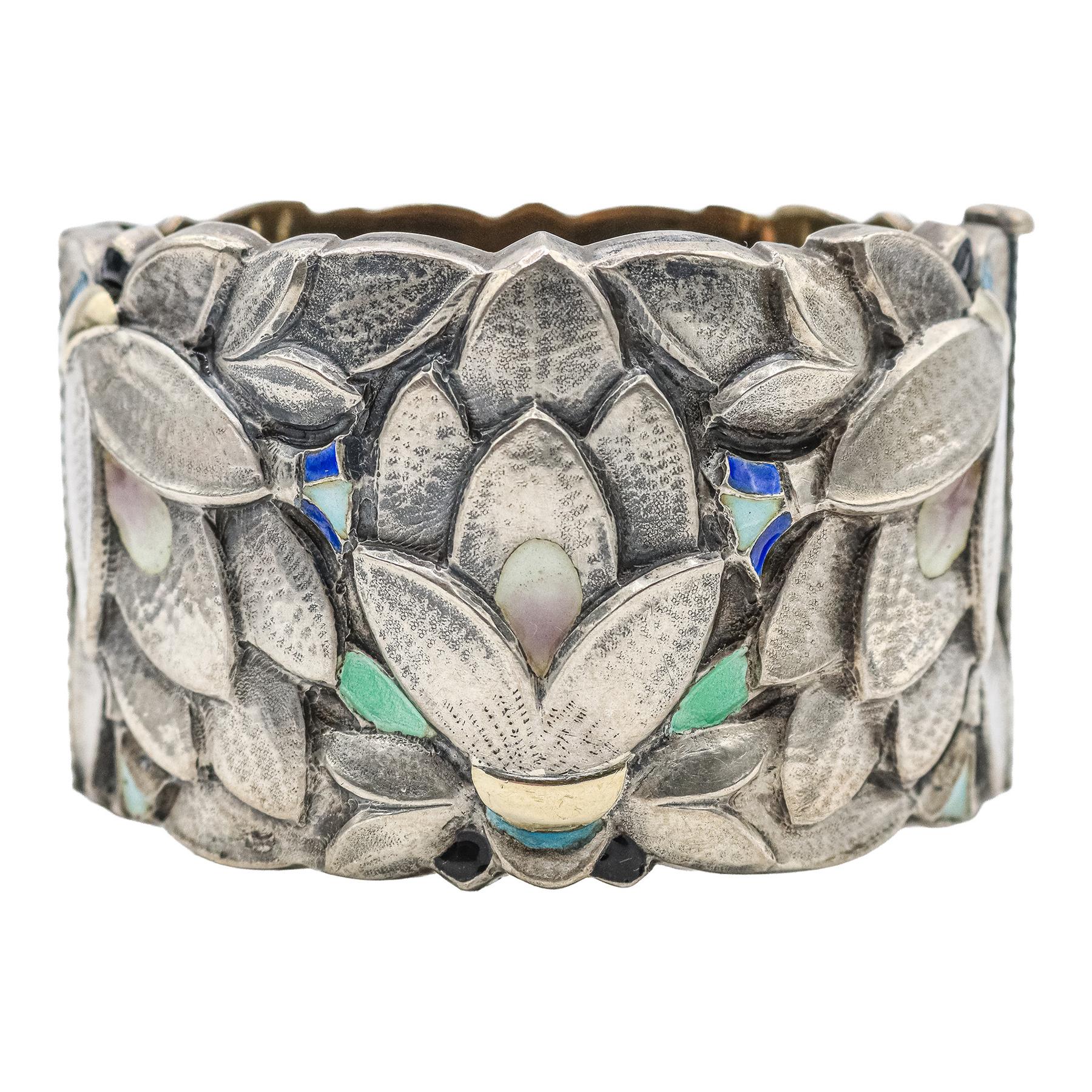 PULSERA ART DECÓ CON ESMALTES, AÑOS 30