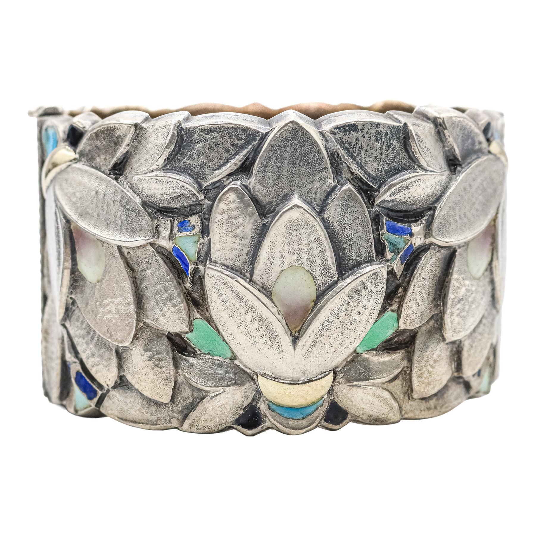 PULSERA ART DECÓ CON ESMALTES, AÑOS 30