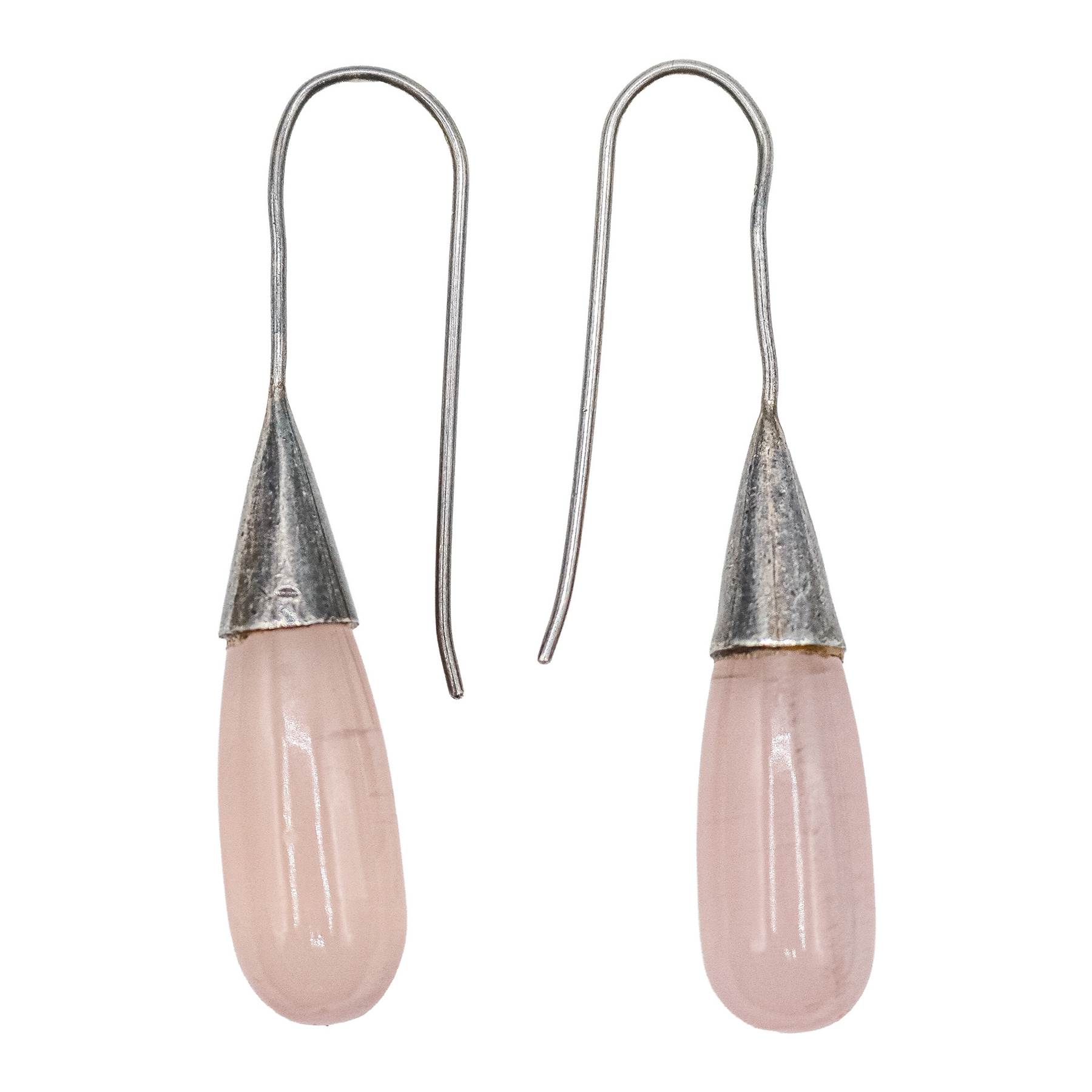 PENDIENTES LARGOS CON CUARZO ROSA