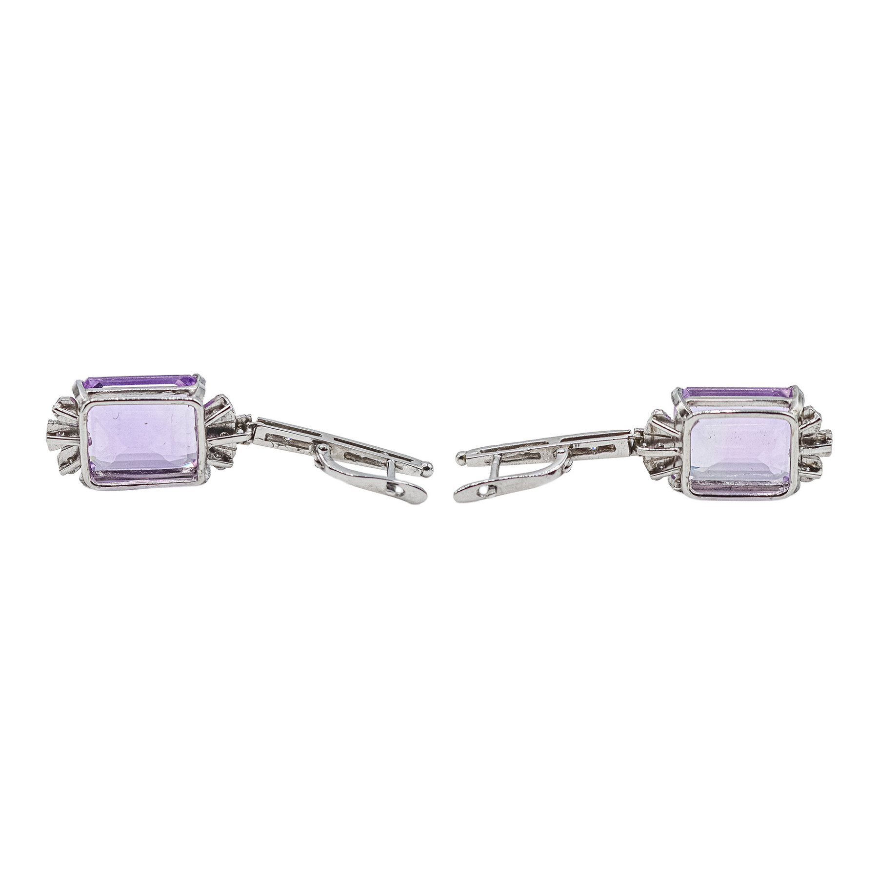 PENDIENTES LARGOS CON DIAMANTES Y AMATISTAS, DE LOS AÑOS 30