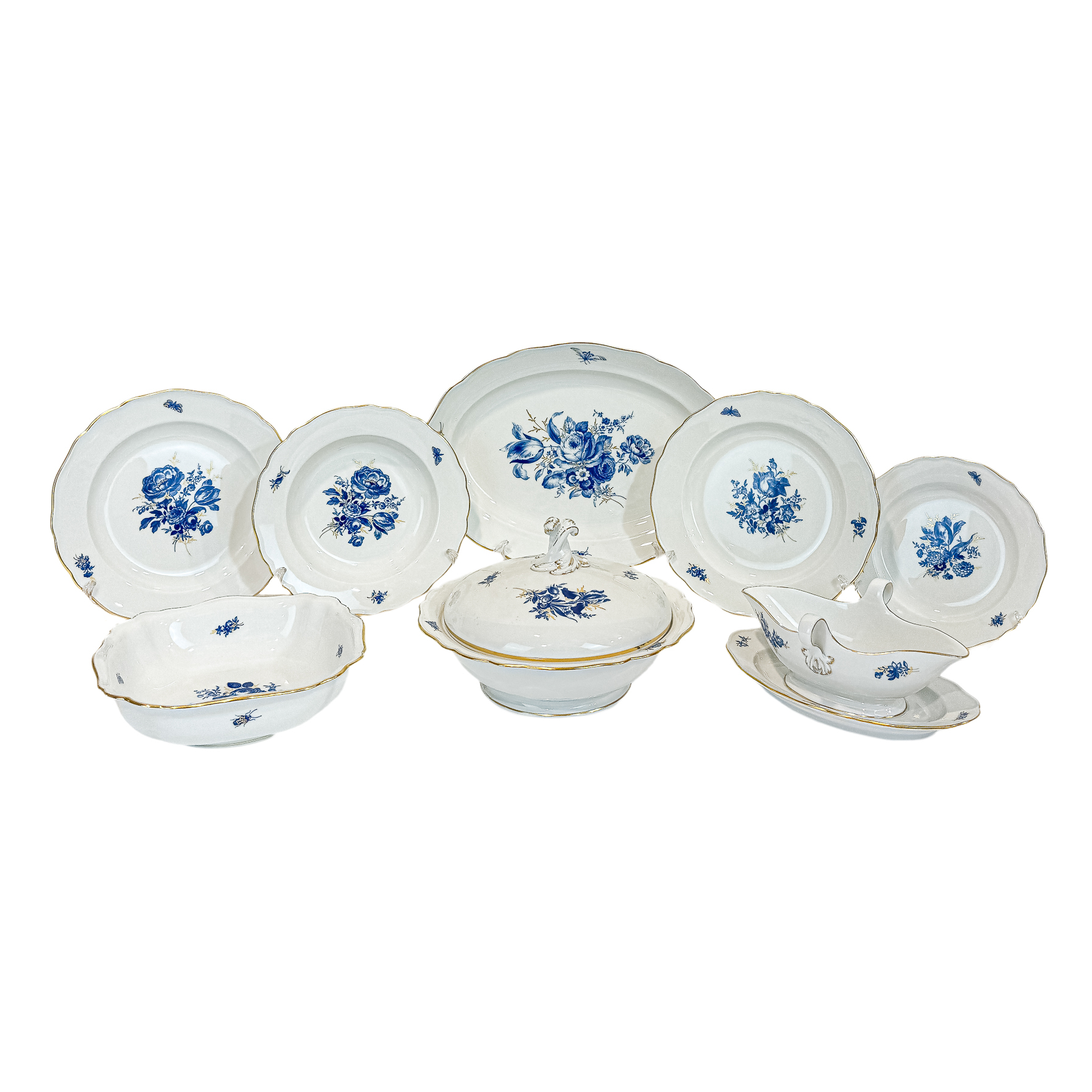 PIEZAS DE VAJILLA EN PORCELANA MEISSEN AQUATINTA 