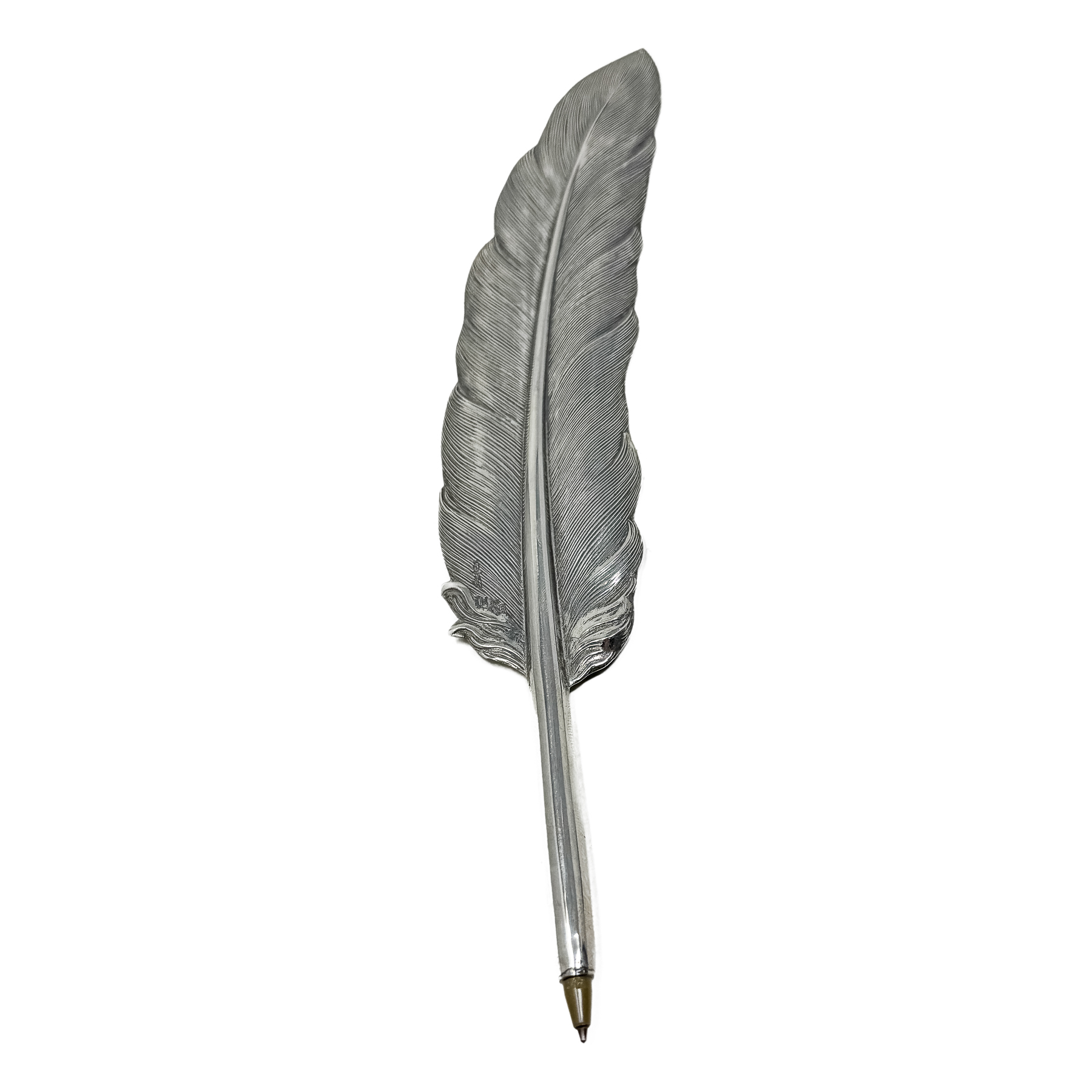 BANDEJA Y PLUMA DE PLATA DEL ÚLTIMO TERCIO DE SIGLO XX