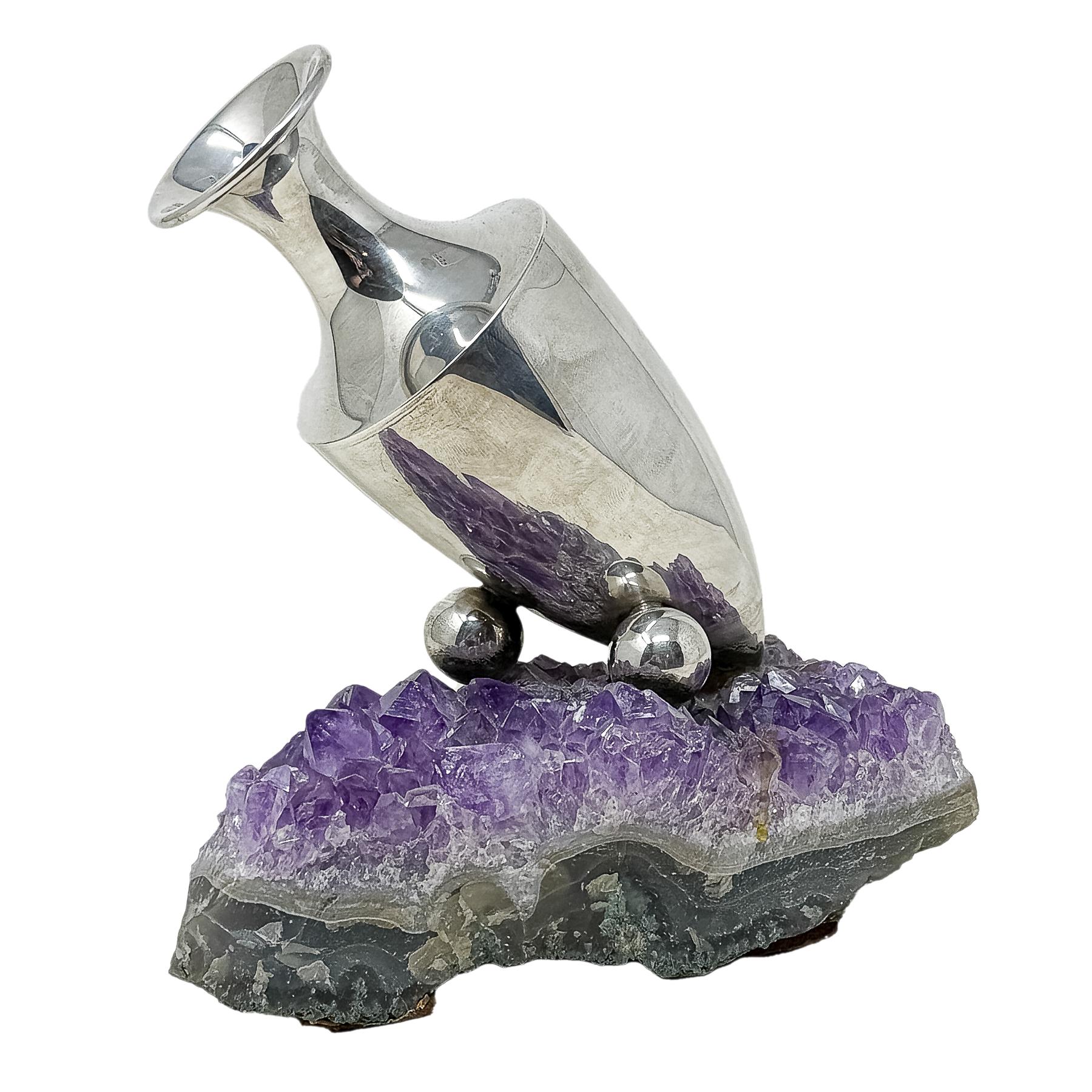 ÁMFORA DE PLATA SOBRE PIEDRA AMATISTA