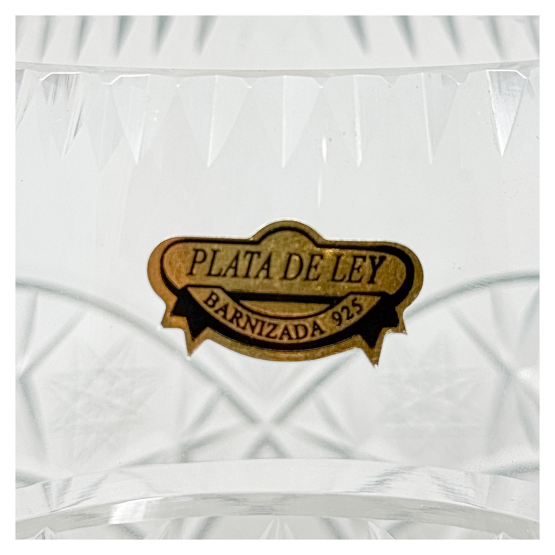 JARRÓN DE CRISTAL Y PLATA DEL ÚLTIMO TERCIO DE S. XX