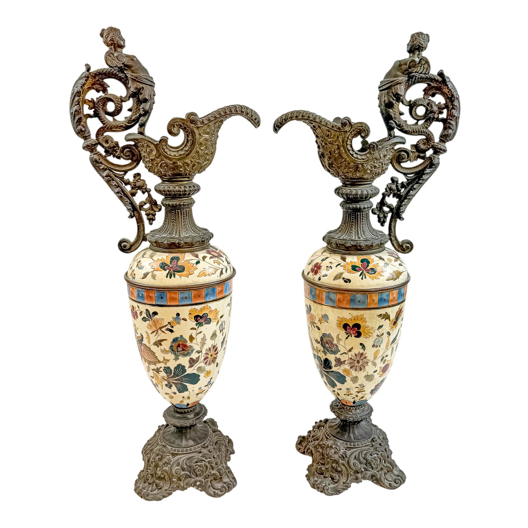 PAREJA DE JARRAS FRANCESAS DE FINALES DEL S.XIX