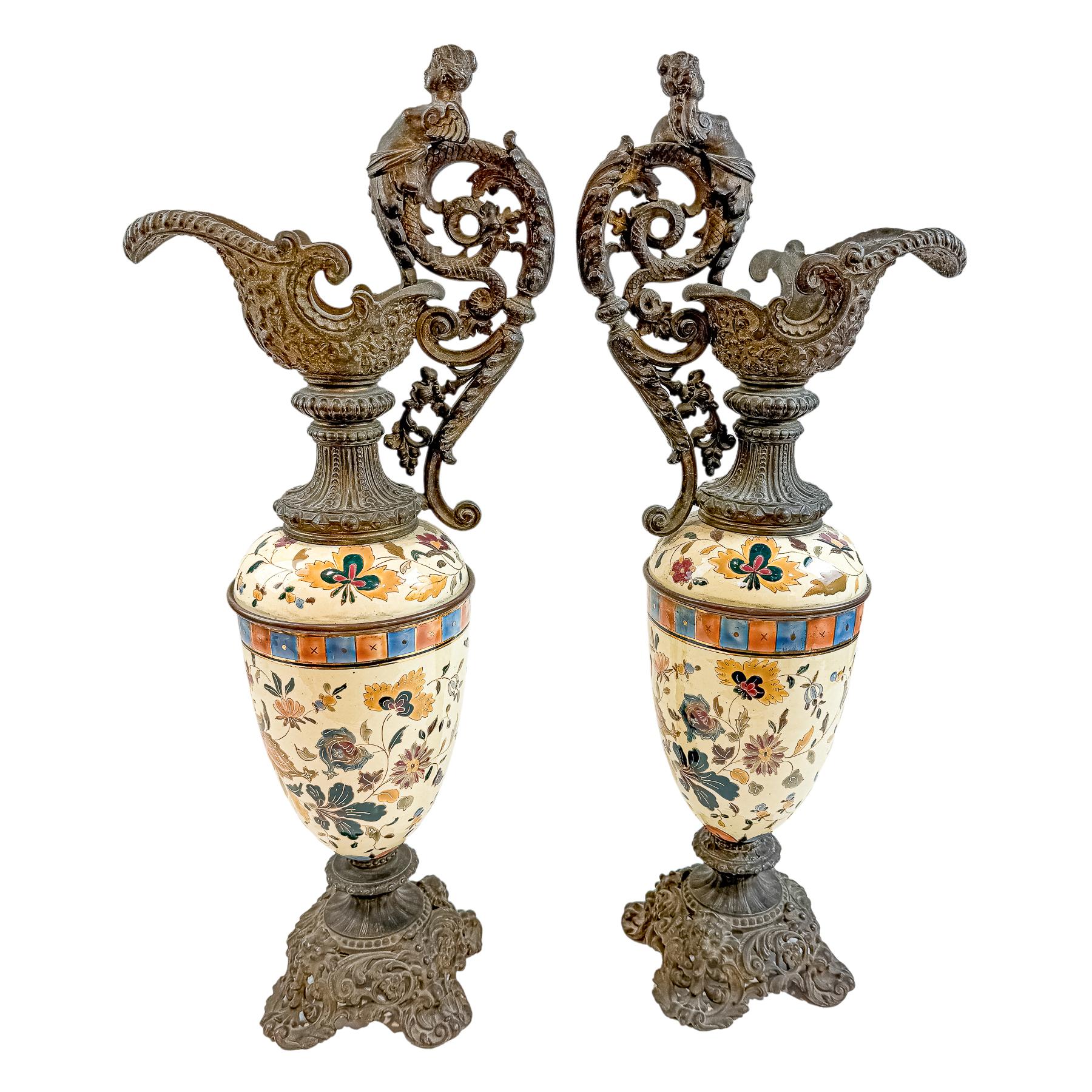 PAREJA DE JARRAS FRANCESAS DE FINALES DEL S.XIX