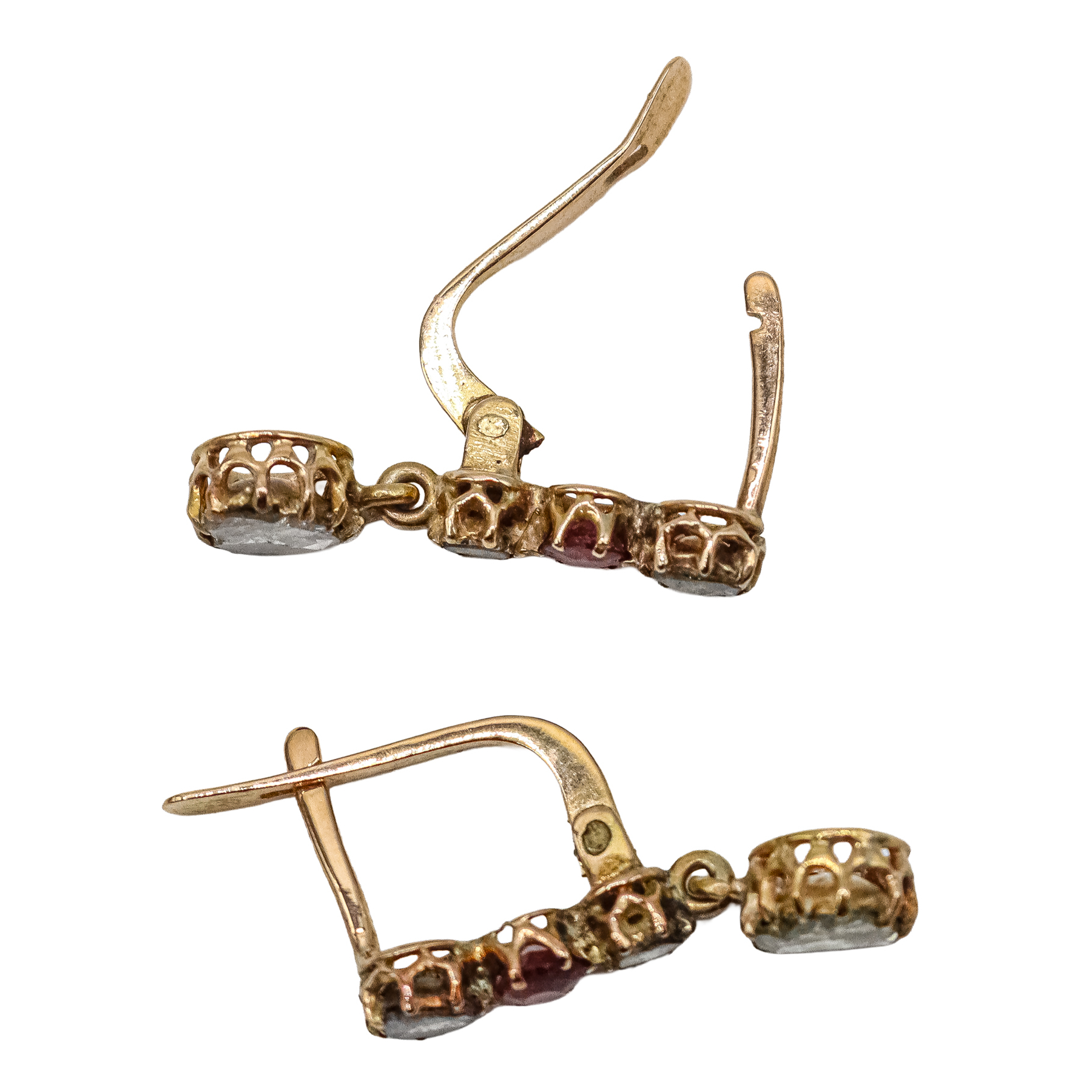 PENDIENTES CON DIAMANTES Y RUBÍES DEL S.XIX