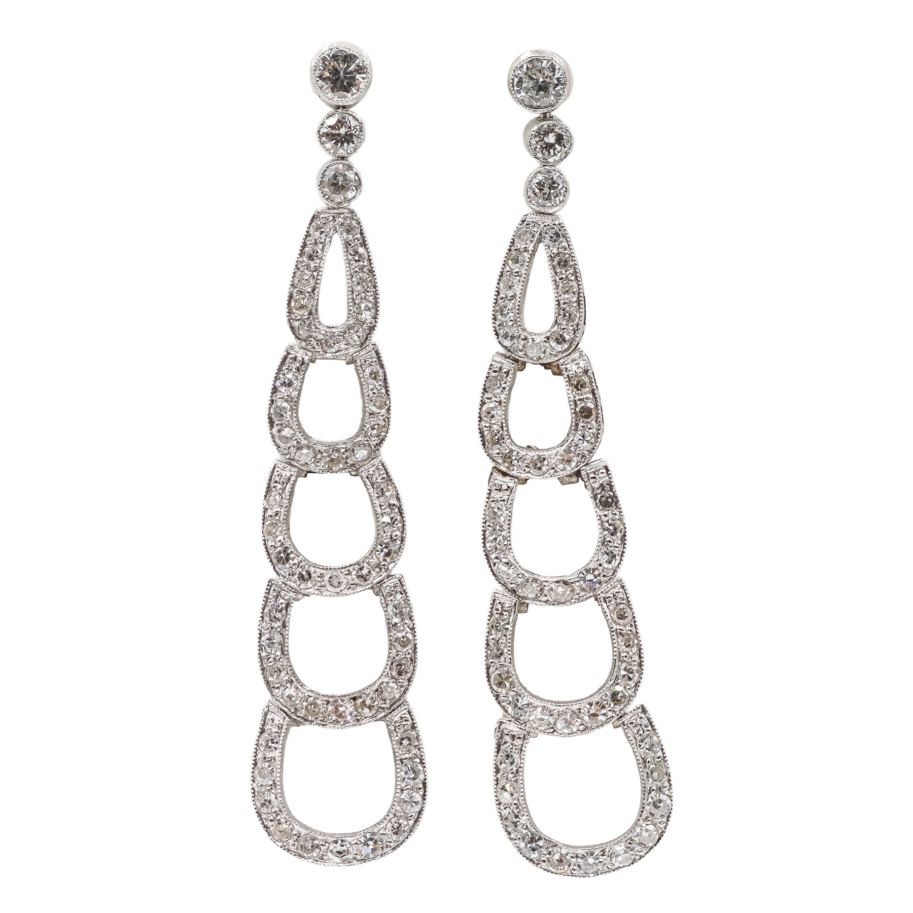 PENDIENTES CON DIAMANTES ART DECÓ, AÑOS 30