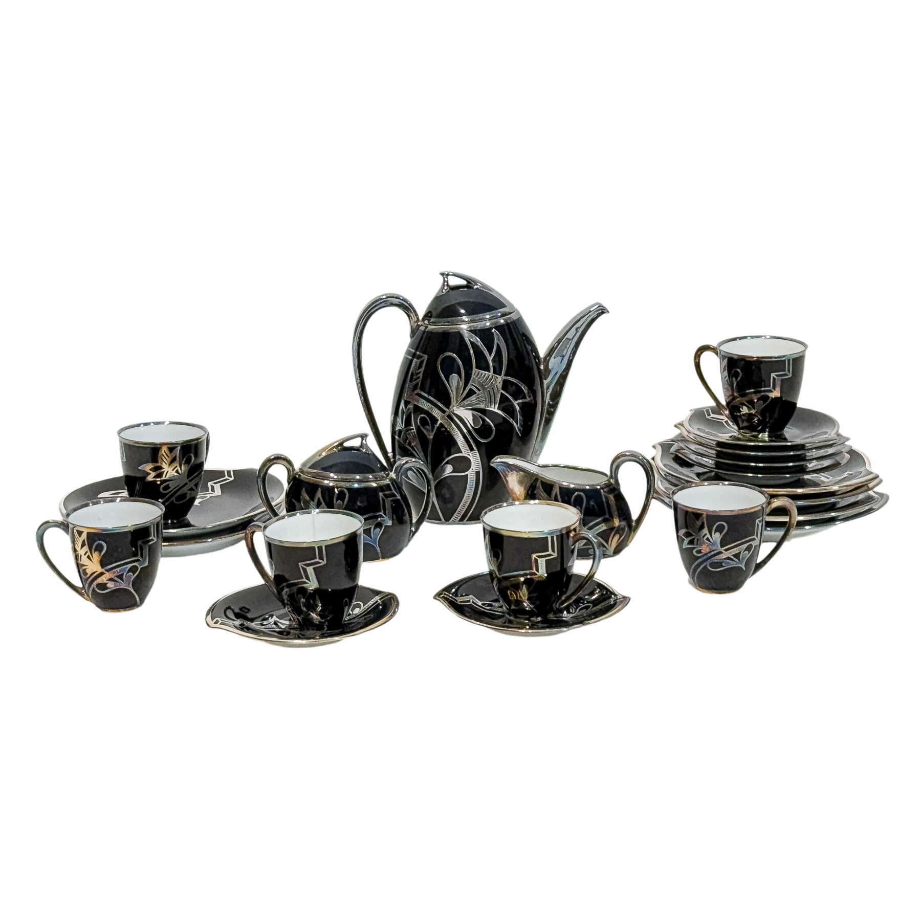 JUEGO DE CAFÉ Y POSTRE EN PORCELANA DE LOS AÑSO 30