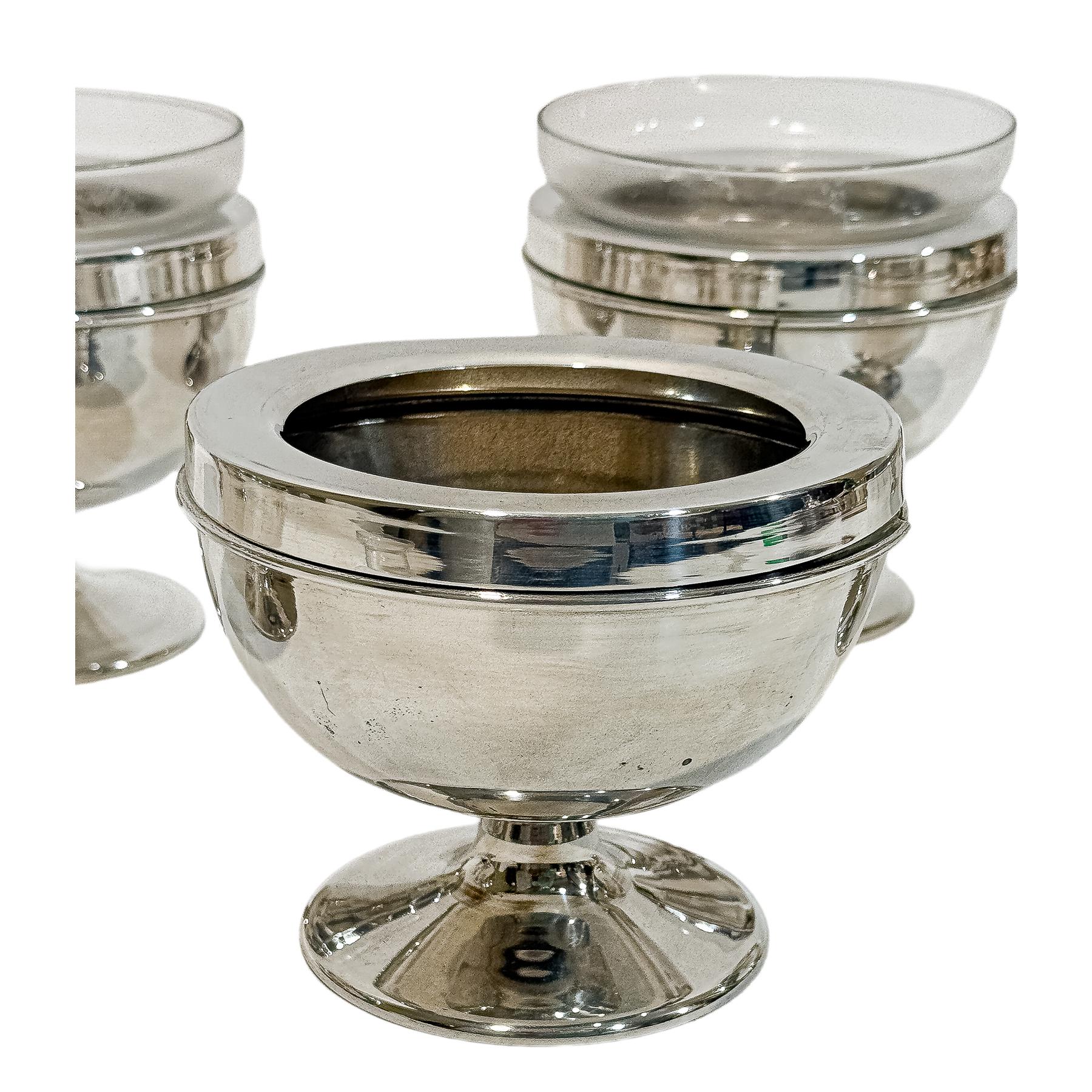 CONJUNTO DE 6 BOLES EN METAL PLATEADO DE MEDIADOS DEL S.XX