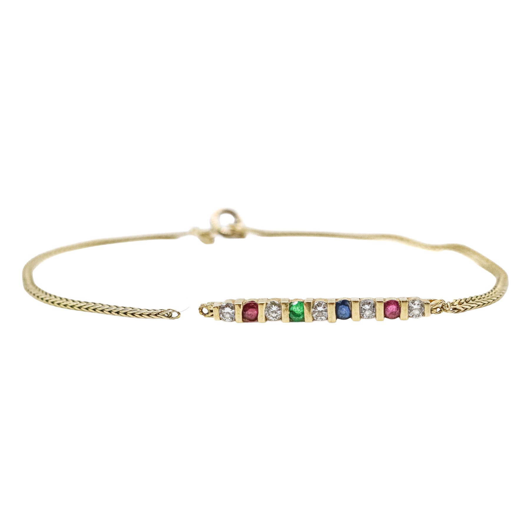 PULSERA CON BRILLANTES, ESMERALDA, ZAFIRO Y RUBÍES