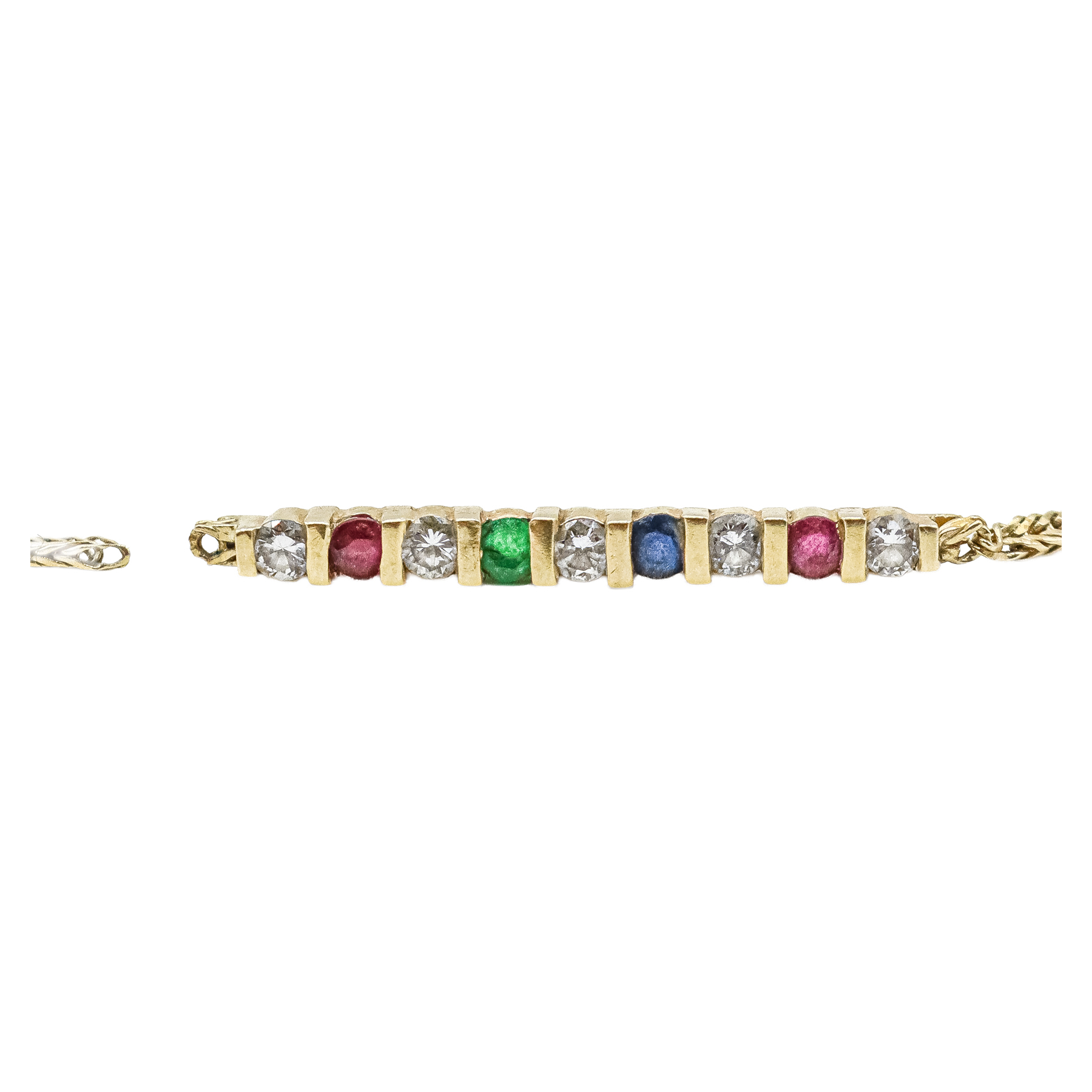 PULSERA CON BRILLANTES, ESMERALDA, ZAFIRO Y RUBÍES