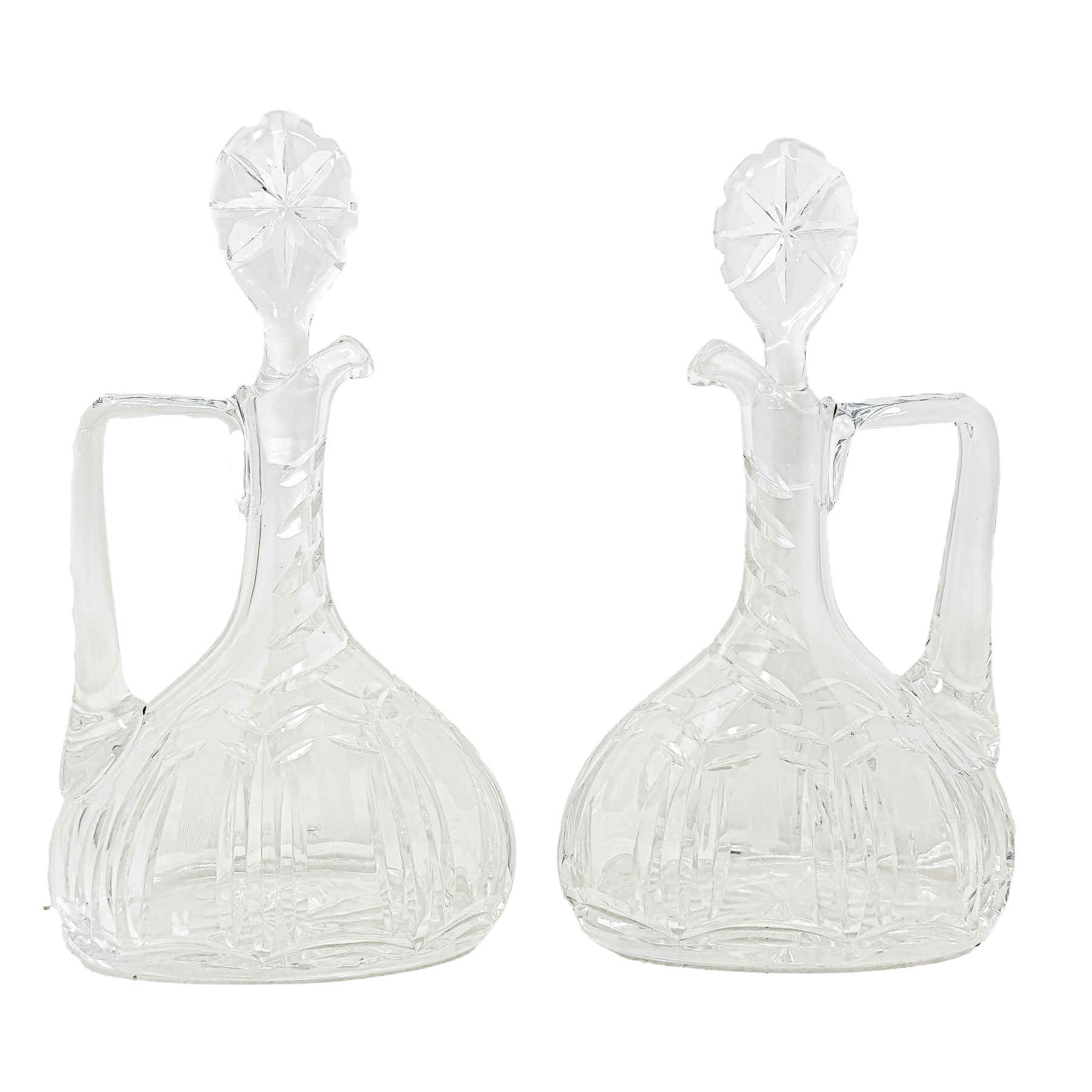 DOS JARRAS DE CRISTAL TALLADO AÑOS 40