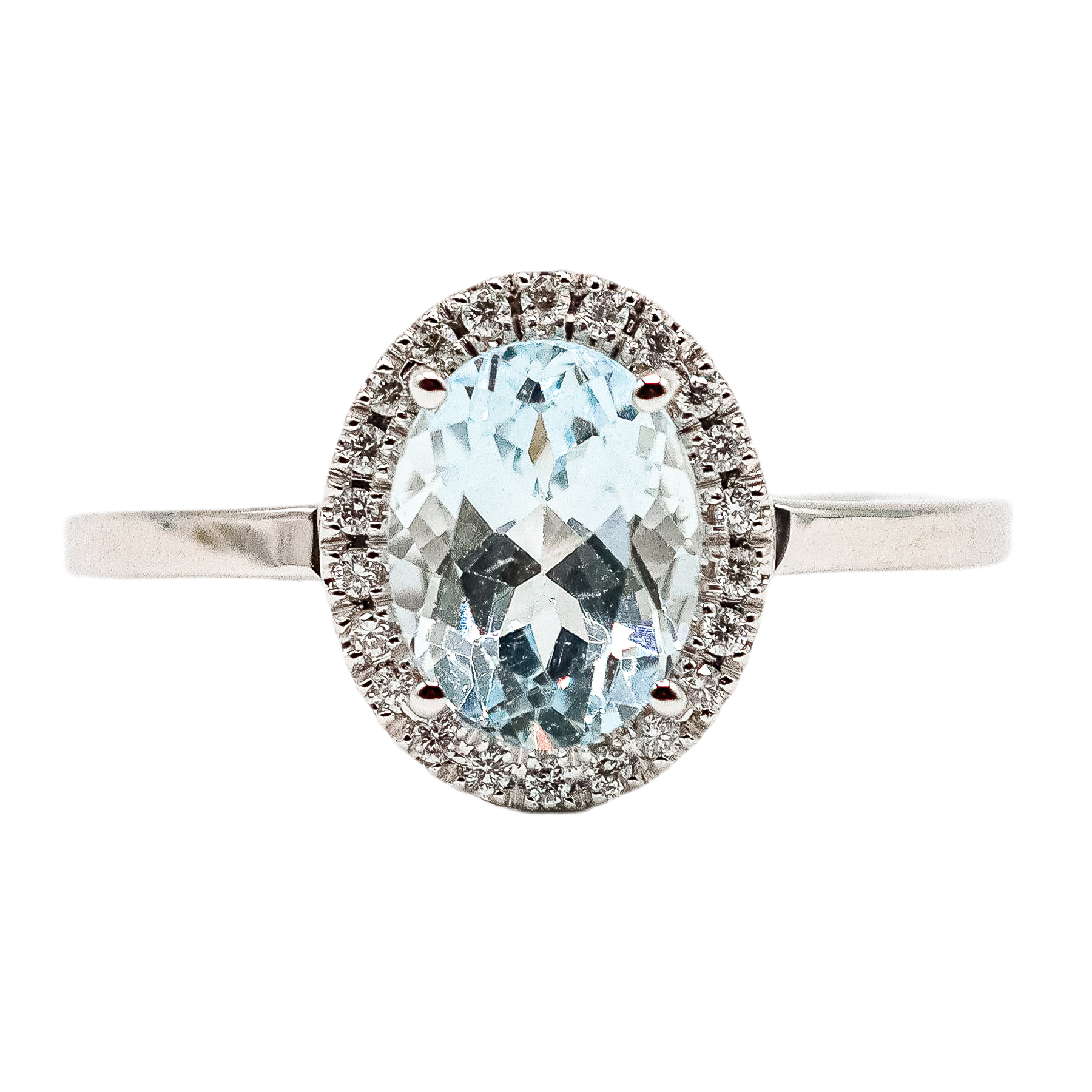 ANILLO ROSETÓN CON AGUAMARINA Y BRILLANTES