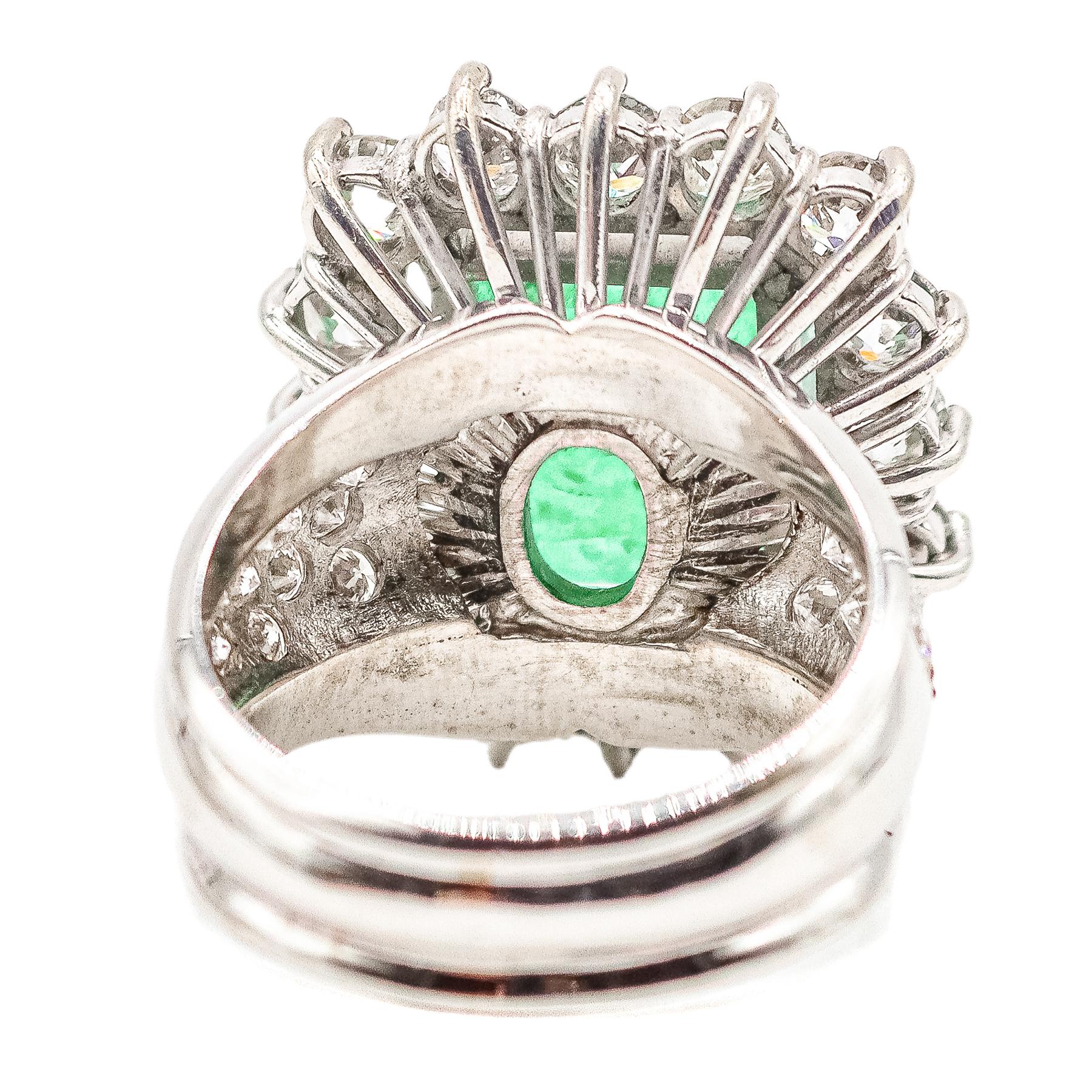ANILLO ROSETÓN CON ESMERALDA Y BRILLANTES