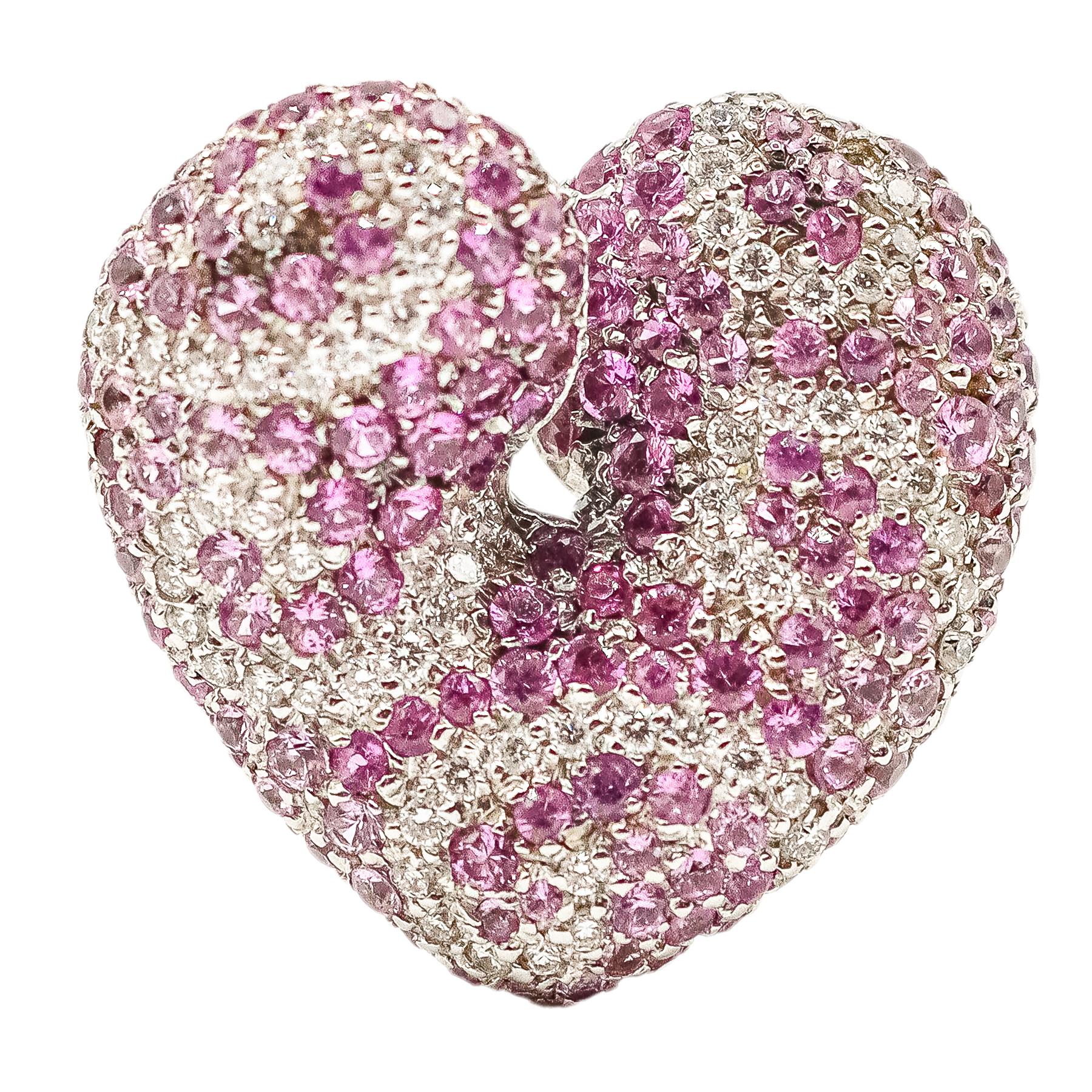 ANILLO CORAZÓN CON BRILLANTES Y RUBÍES